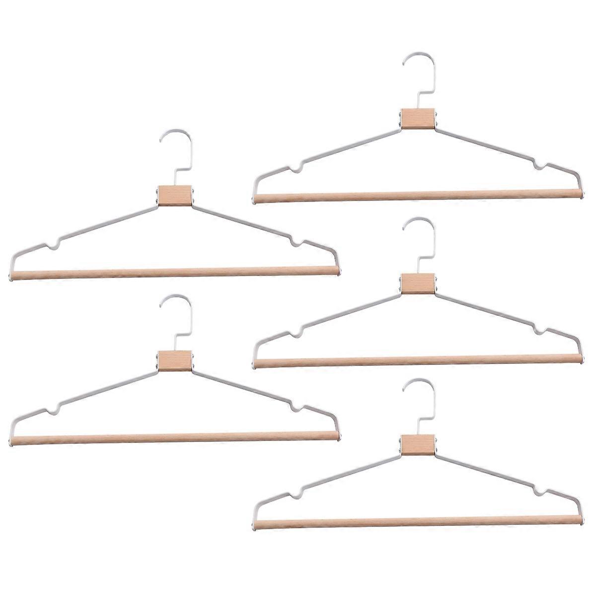 5PCS Modern Metal and Timber Clothes Hangers for Home with 360 Degree Rotatable Design White