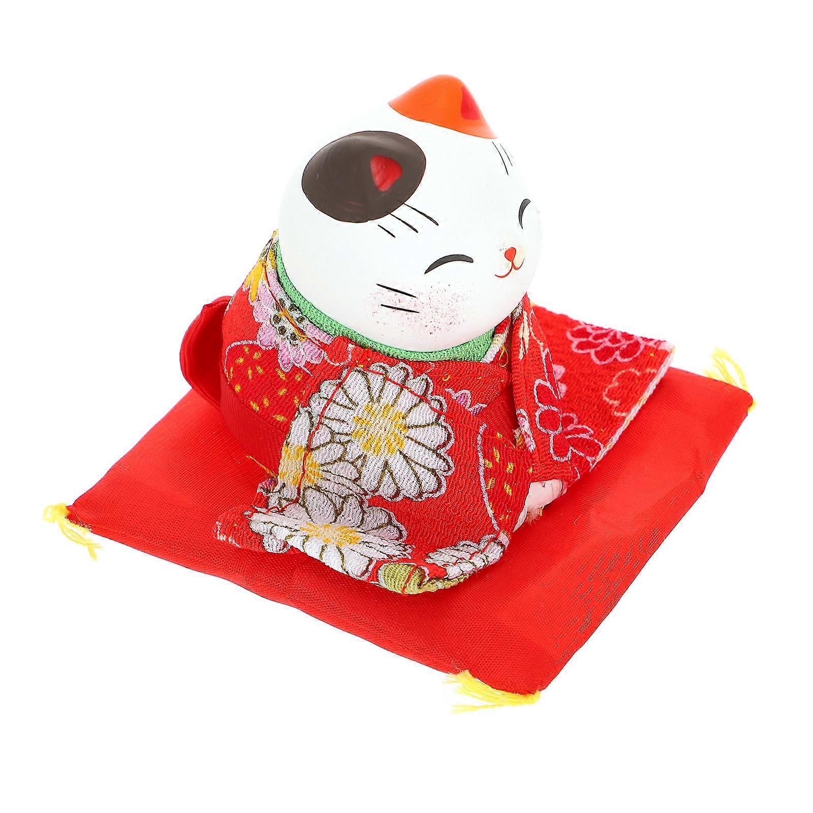 Cat Desk Statue Creative Cat Figurines Gift Wealth Home Decoration Plaster Fabric 3.1×3.1×2.4in 1Set