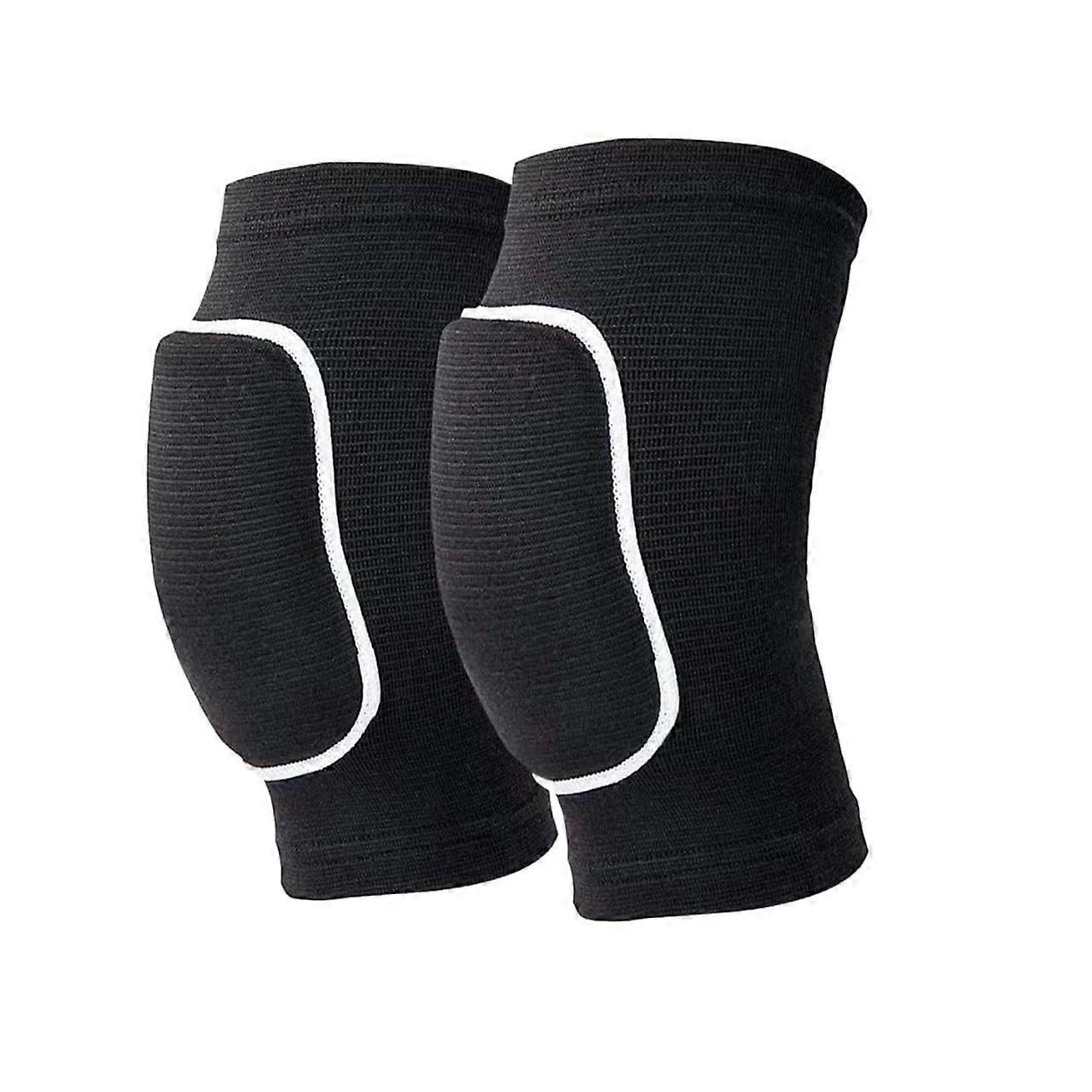 Protective Knee Pads 2Piece Set Elastic Knee Protector Thickened Sponge Padding For Dancing Workout Training Black White Size S