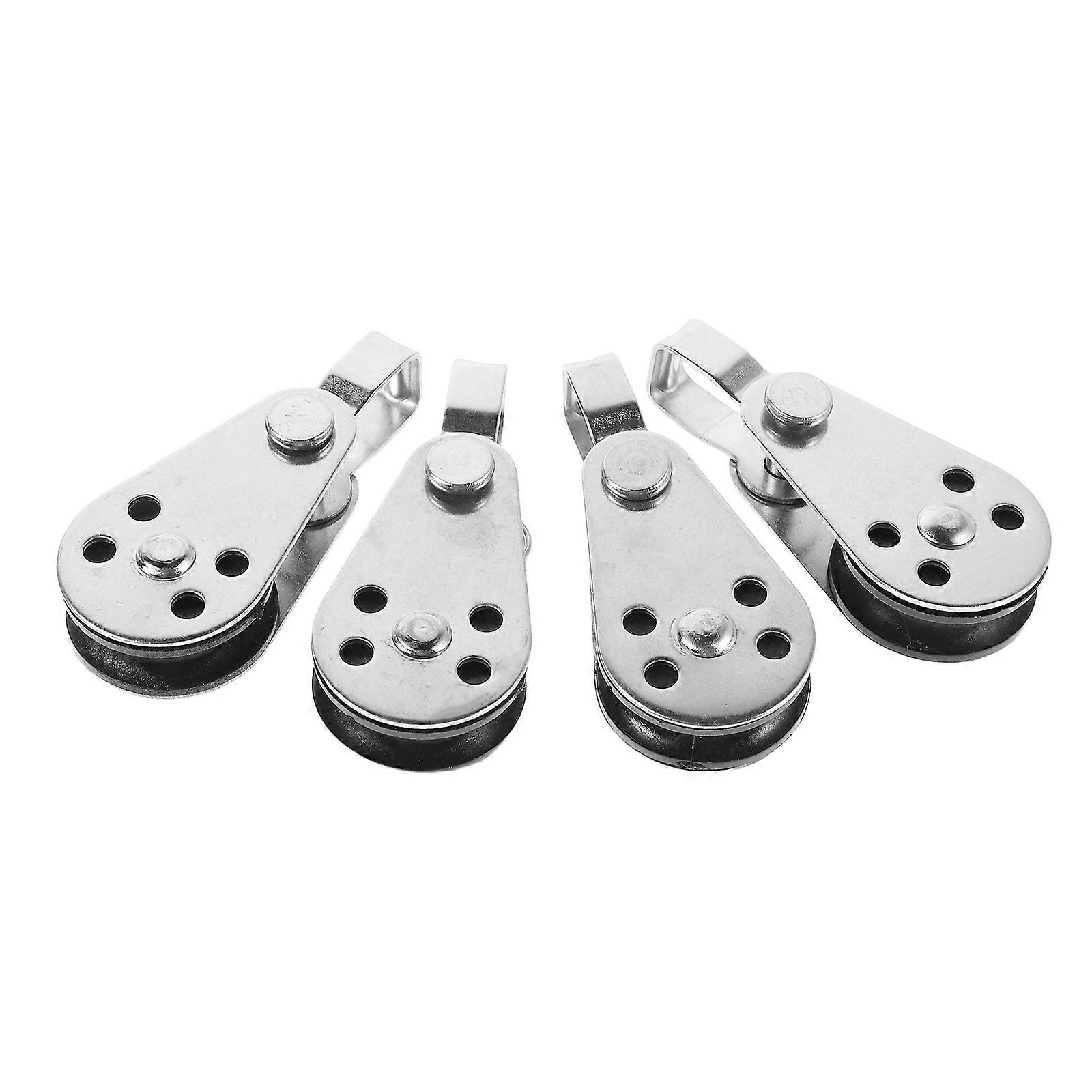 Marine Pulley Single Block Rope Management Smooth Operation Kayak Boat Accessory Stainless Steel Nylon 4Pcs