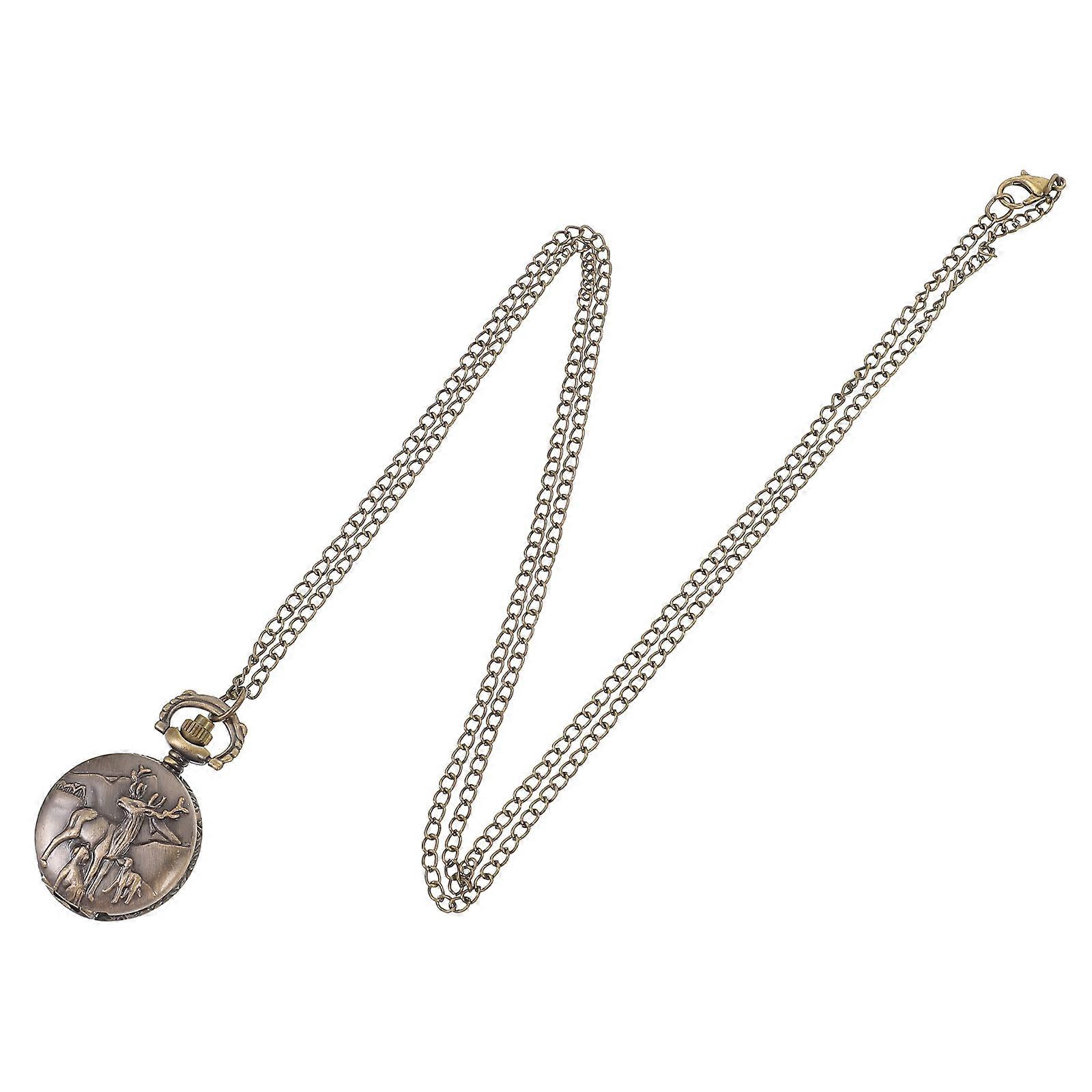 Retro Coffee Zinc Alloy Pocket Watch Necklace for Daily Use with Quartz Movement and Chain 1Pc