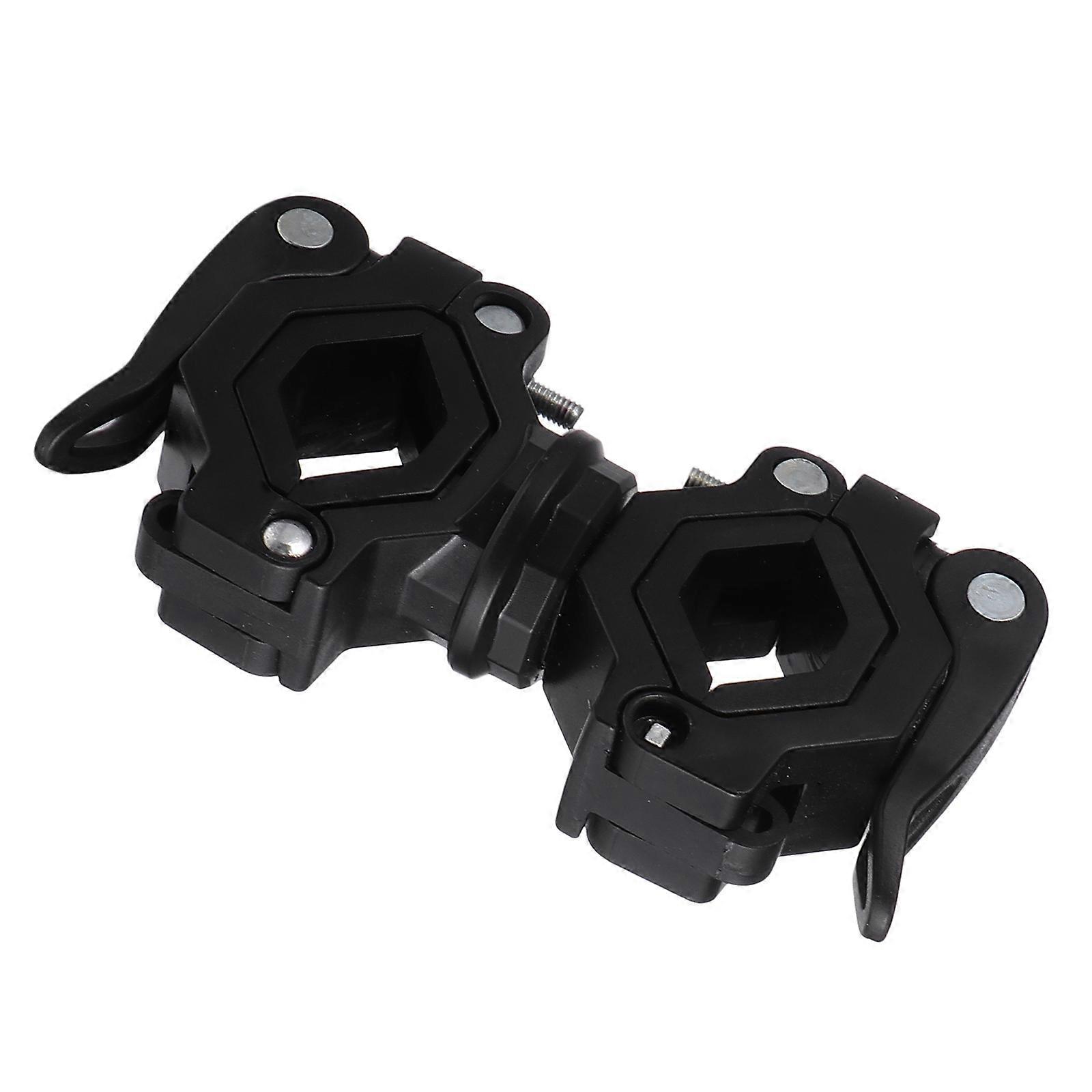 Bike Flashlight Holder for Night Riding Safety with 360Degree Rotation Black ABS Iron Material Fits Various Handle Sizes