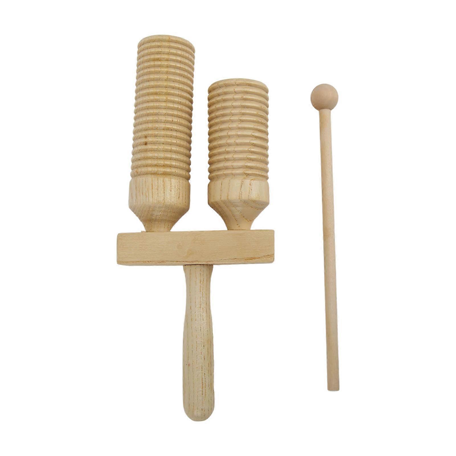 Chinese Bangzi Treble Bass Wooden Cylinder Clapper with Knocking Stick Children Percussion Set