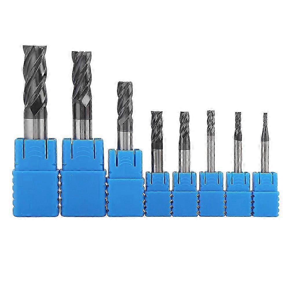 8Pcs 2-12mm Carbide End Mill 4 Flutes End Mill Set Milling Cutter Tool Kit CNC Carbide Milling Cutt