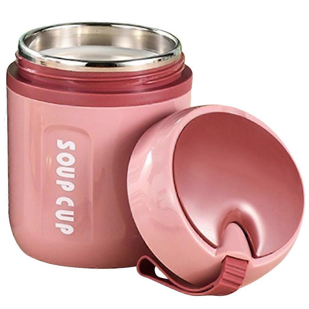Soup Cup Insulated Leakproof With Handle Design Suitable For Most People Pink 12.5x9cm 480ml Carrying Oats 1Set