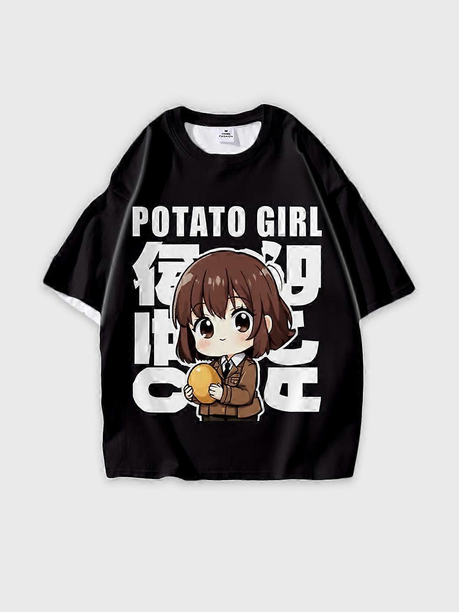 T-shirt round neck book Characters Pattern loose short sleeve P2349