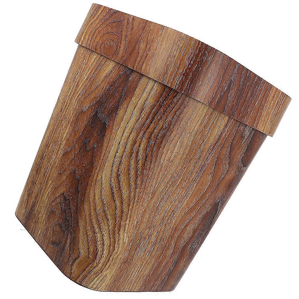 Plastic Imitation Wood Grain Waste Basket Garbage Can for Storage Use