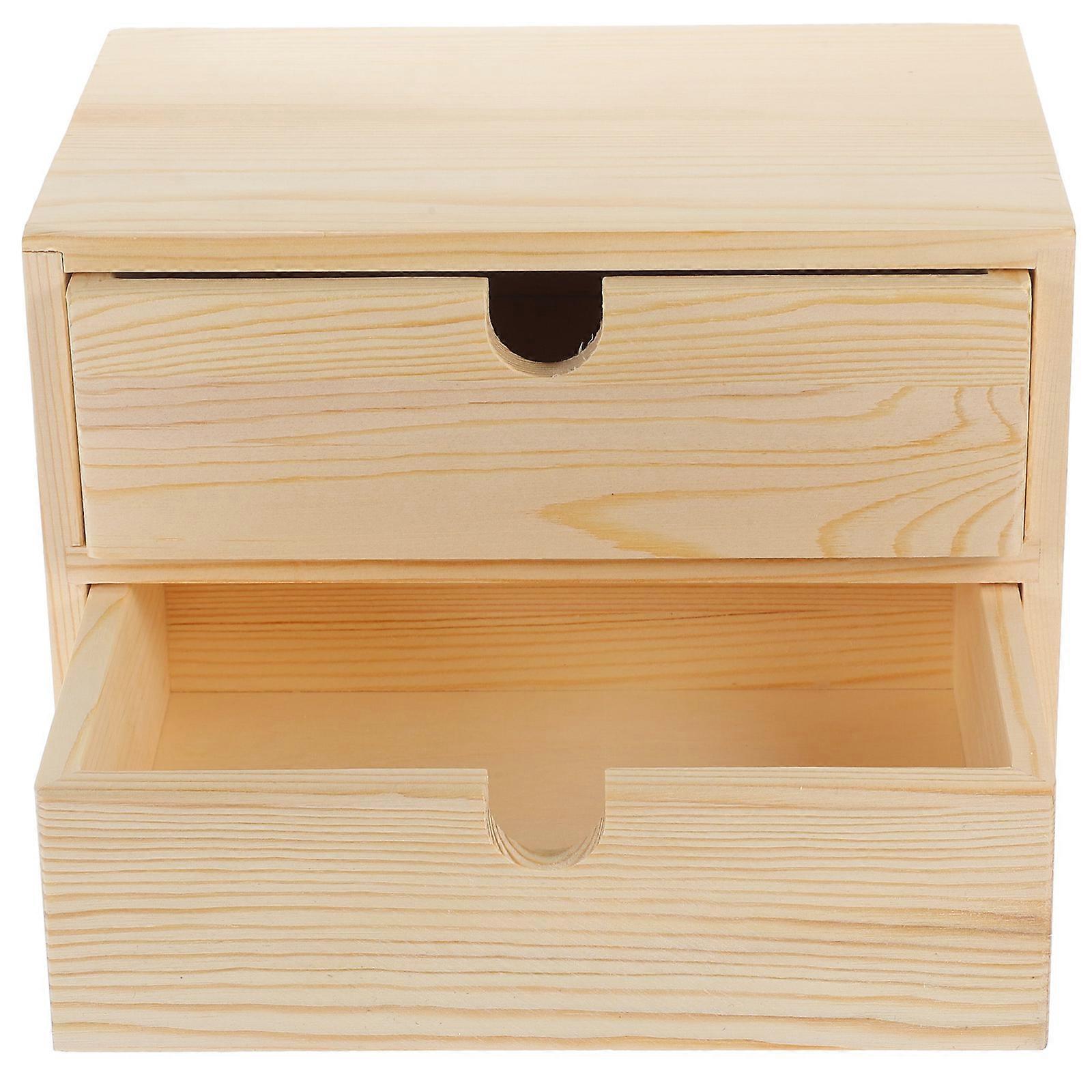 Wooden Box with Drawers for Desk Organizer Jewelry Storage and Tabletop Organization Box