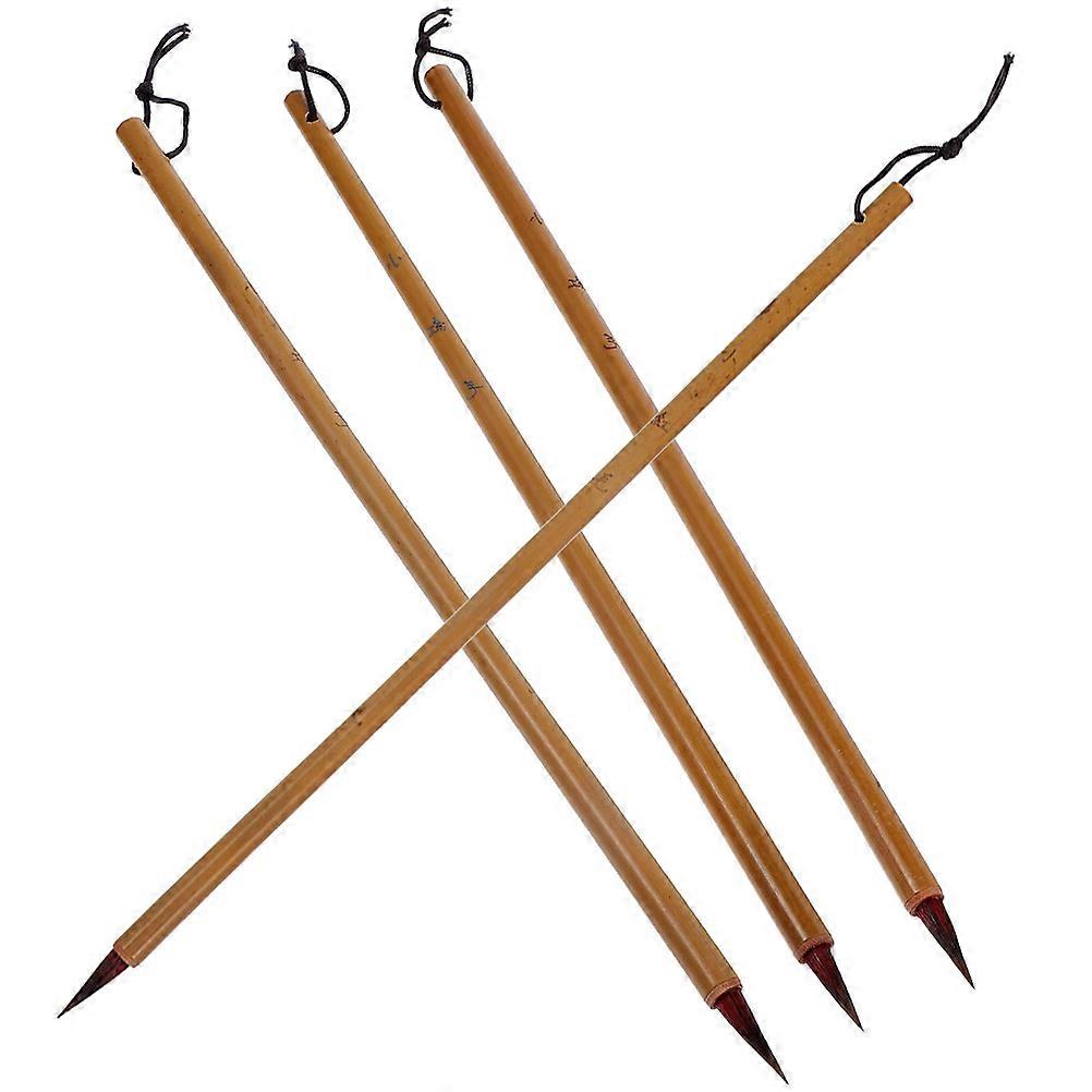 Bamboo Calligraphy Brush Pen for Writing with Light Brown Color and Portable Design 4pcs