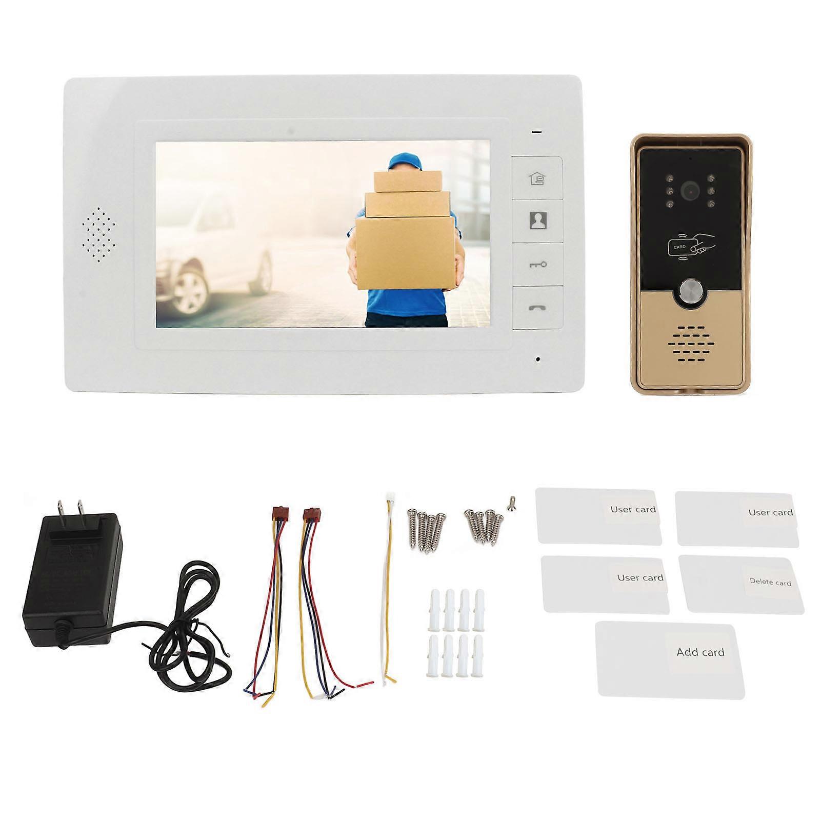 Video Doorbell Infrared Night Vision 120º Wide Angle with 7inch TFT Monitor Wired Video Intercom System for Home Security US Plug 100‑240V