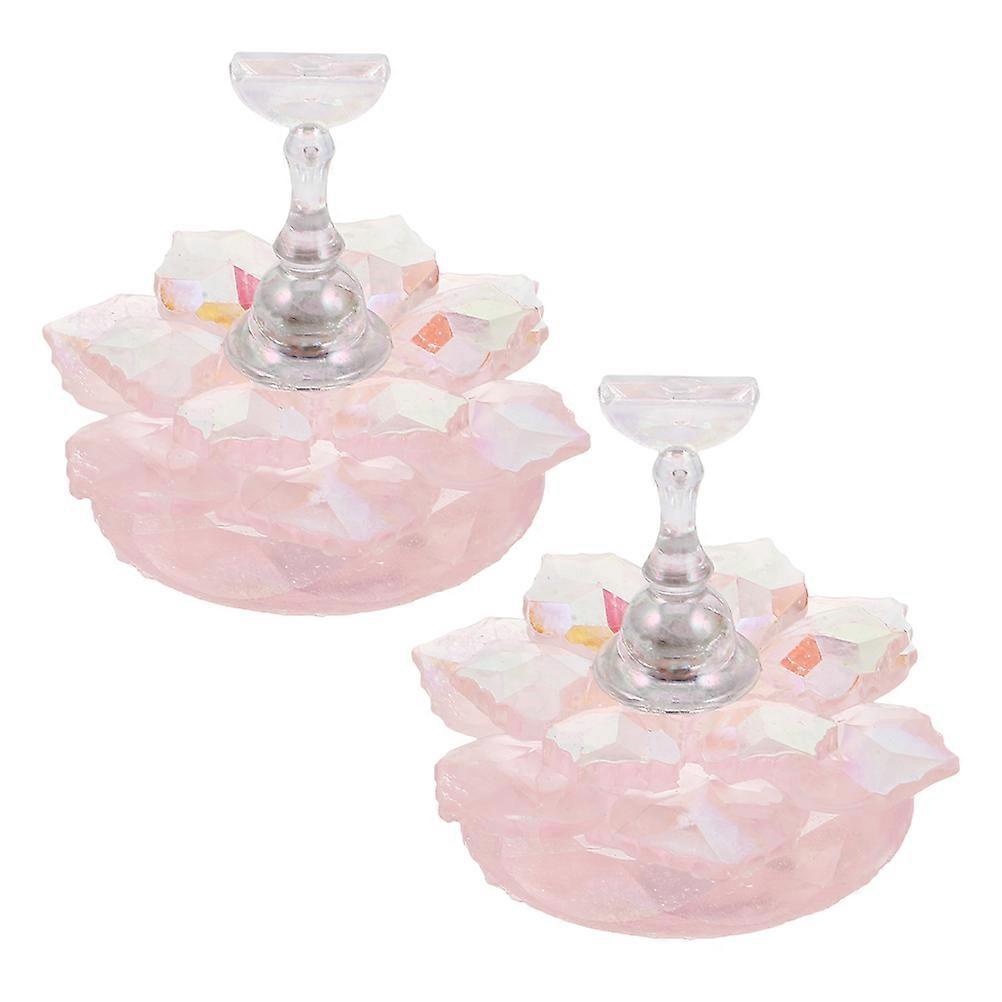 Iridescent Pink Cherry Blossom Nail Tip Stand Holder Versatile Nail Art Display Rack for DIY Painting Practice at Home or Salon