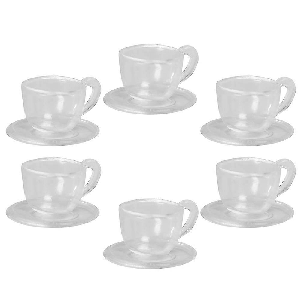 6pcs Mini Tea Cup Set with Saucer, Lightweight Dollhouse Accessories, Miniature Tea Ware for Doll House Crafts, Decoration and Photo Props
