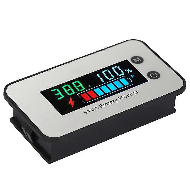 IPX7 Waterproof Battery Monitor 7-100V Battery Capacity Tester Meter with Buzzer Alarm Temperature, Multicolored Screen