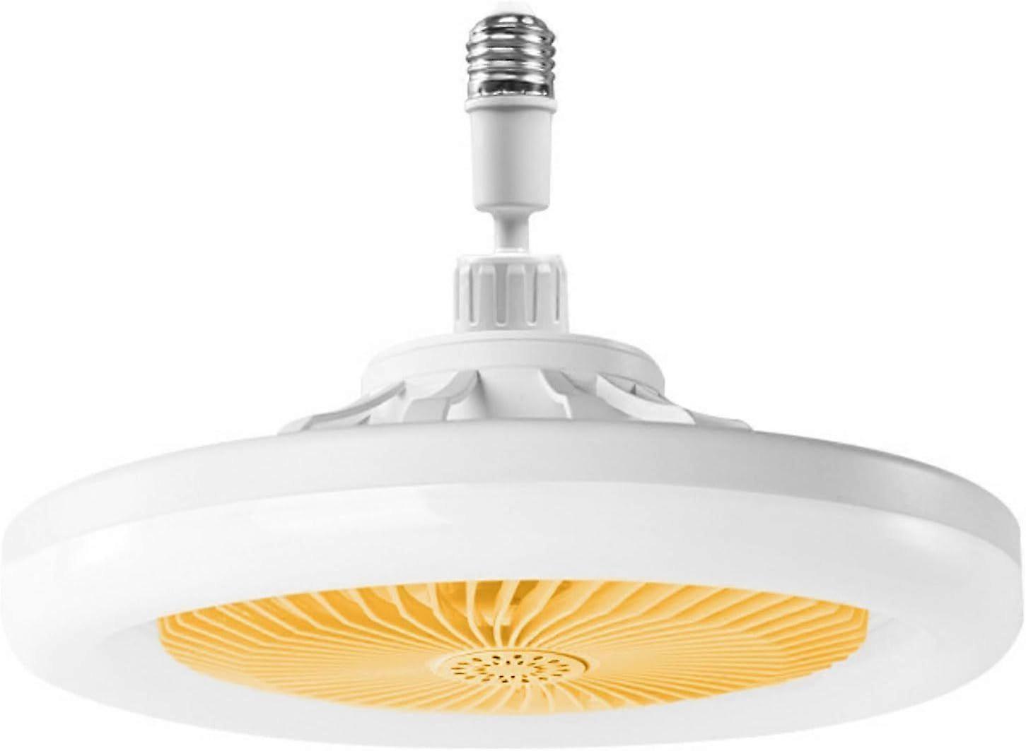 Ceiling fan with light, ceiling fan with remote control, quiet ceiling fan, dimmable E27 LED ceiling lamp, 3 speeds, timer (yellow)