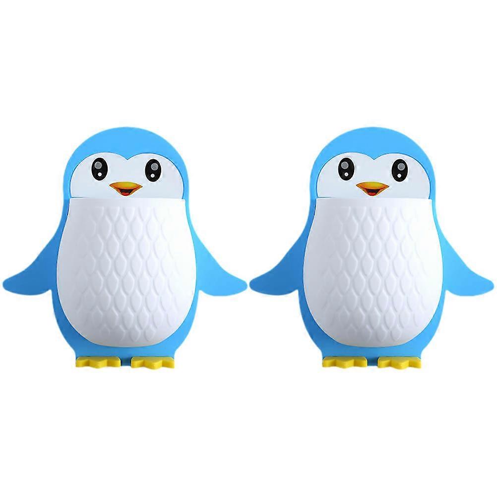 Wall Mounted Storage Organizer With Penguin Shape For Office And Home Use In Blue Color With Matte Finish Featuring 2Pcs
