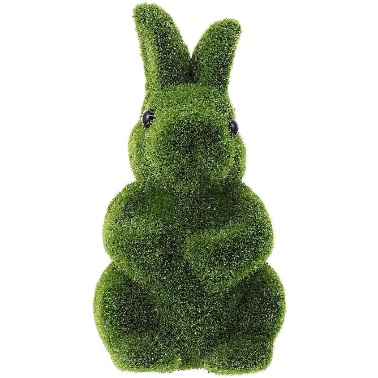 Garden Rabbit Statue Moss Flocked Bunny Easter Celebration Home Decor 1Set