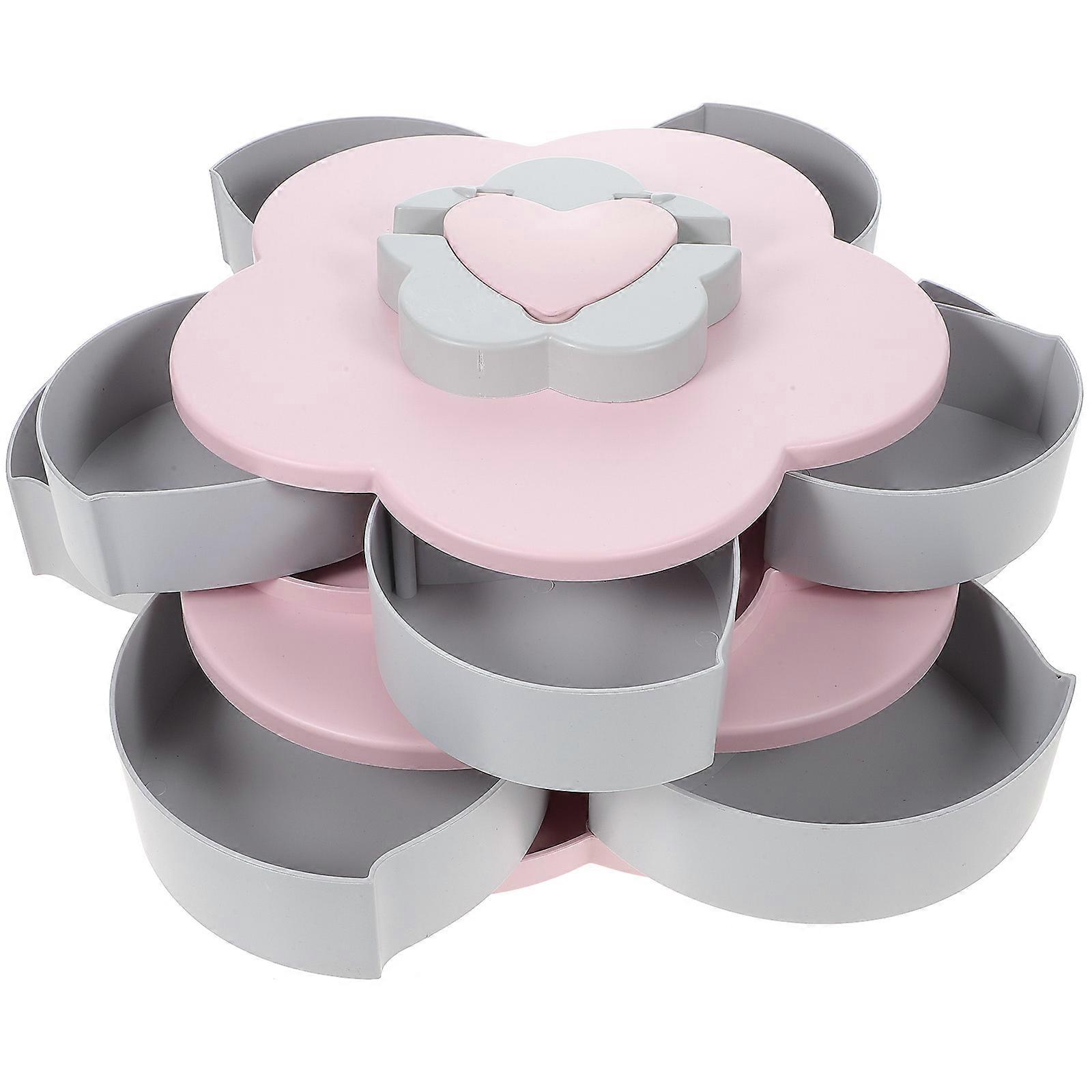Double layer Candy Box Creative Food Storage Tray Rotating Plate for Dried Fruits Nuts Snacks (Phone Holder)