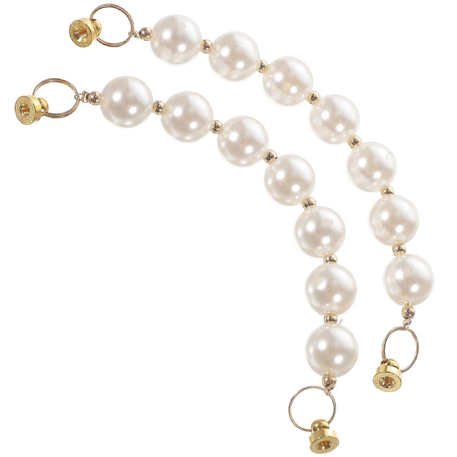 White Imitation Pearl Mobile Phone Case Chain for Decoration 2 Pcs 6 Inch