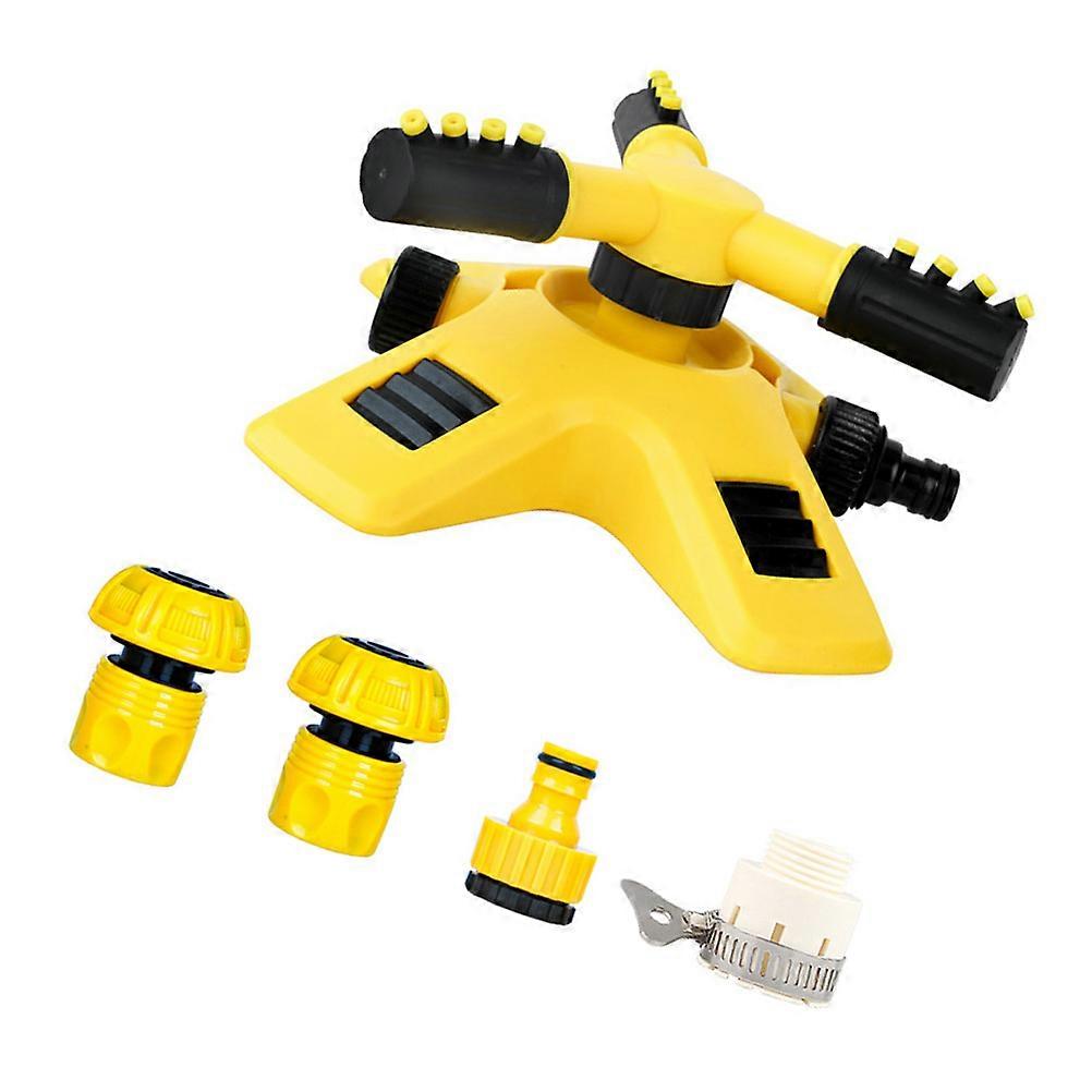 Automatic Rotating Sprinkler for Garden Use with Hydraulically Driven 360 Degree Spray in Yellow ABS Material 810m Diameter