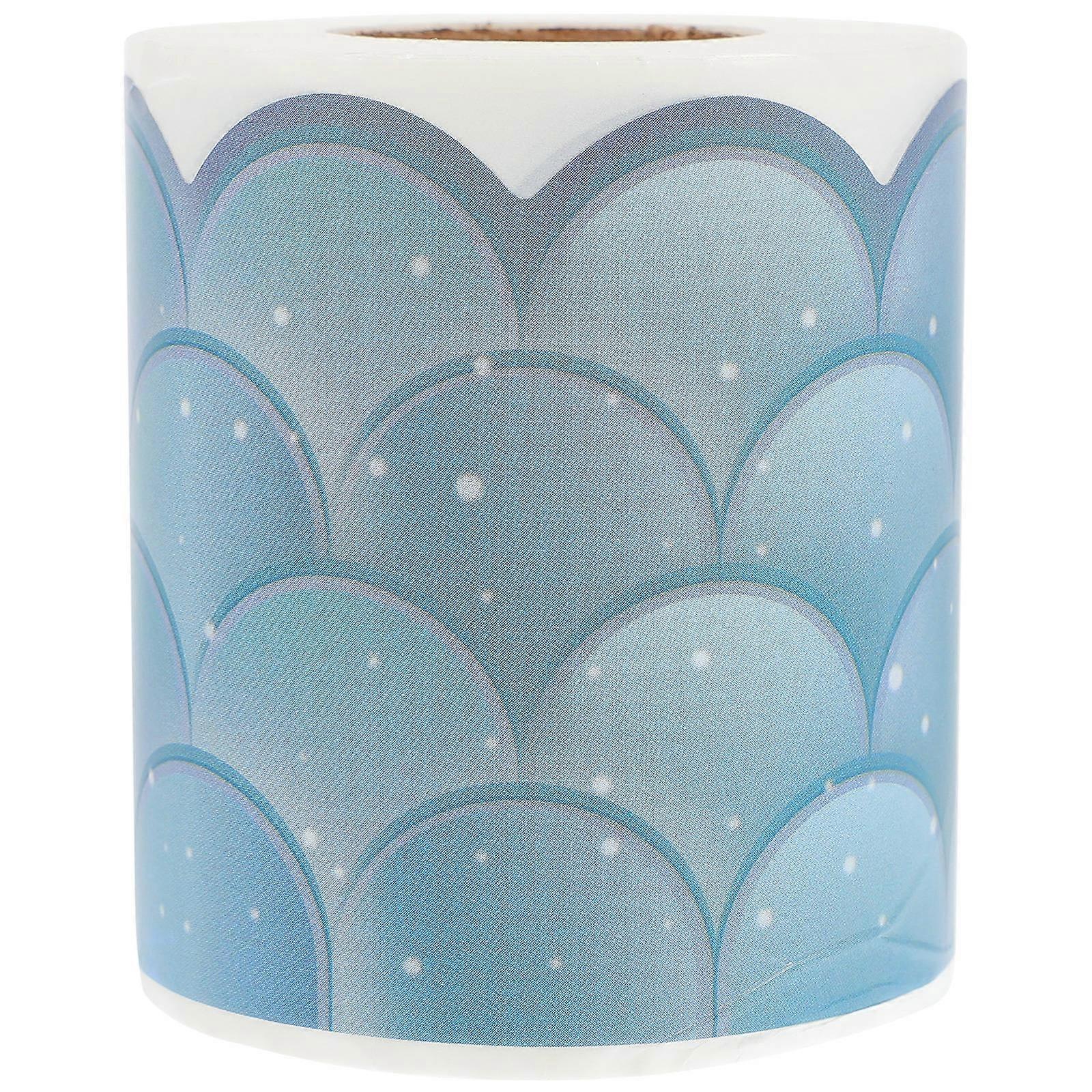 Blue Round Wavy Pattern Border Roll Sticker Ideal For School Supplies 2000X7Cm Self Adhesive 1Pcs