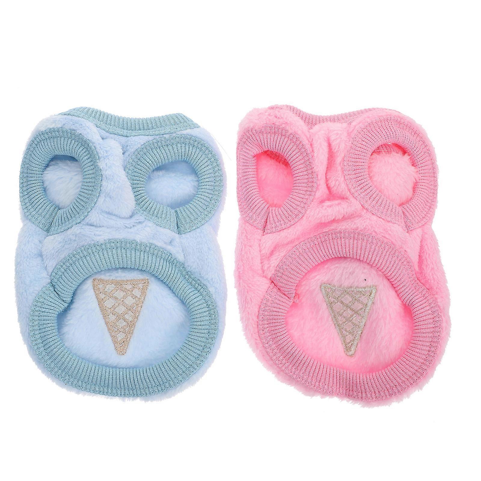 Adorable Rabbit Clothes for Small Pets Stylish Fleece Costumes with Ice Cream Patterns in Blue and Pink for Walking, Jogging & Photo Props