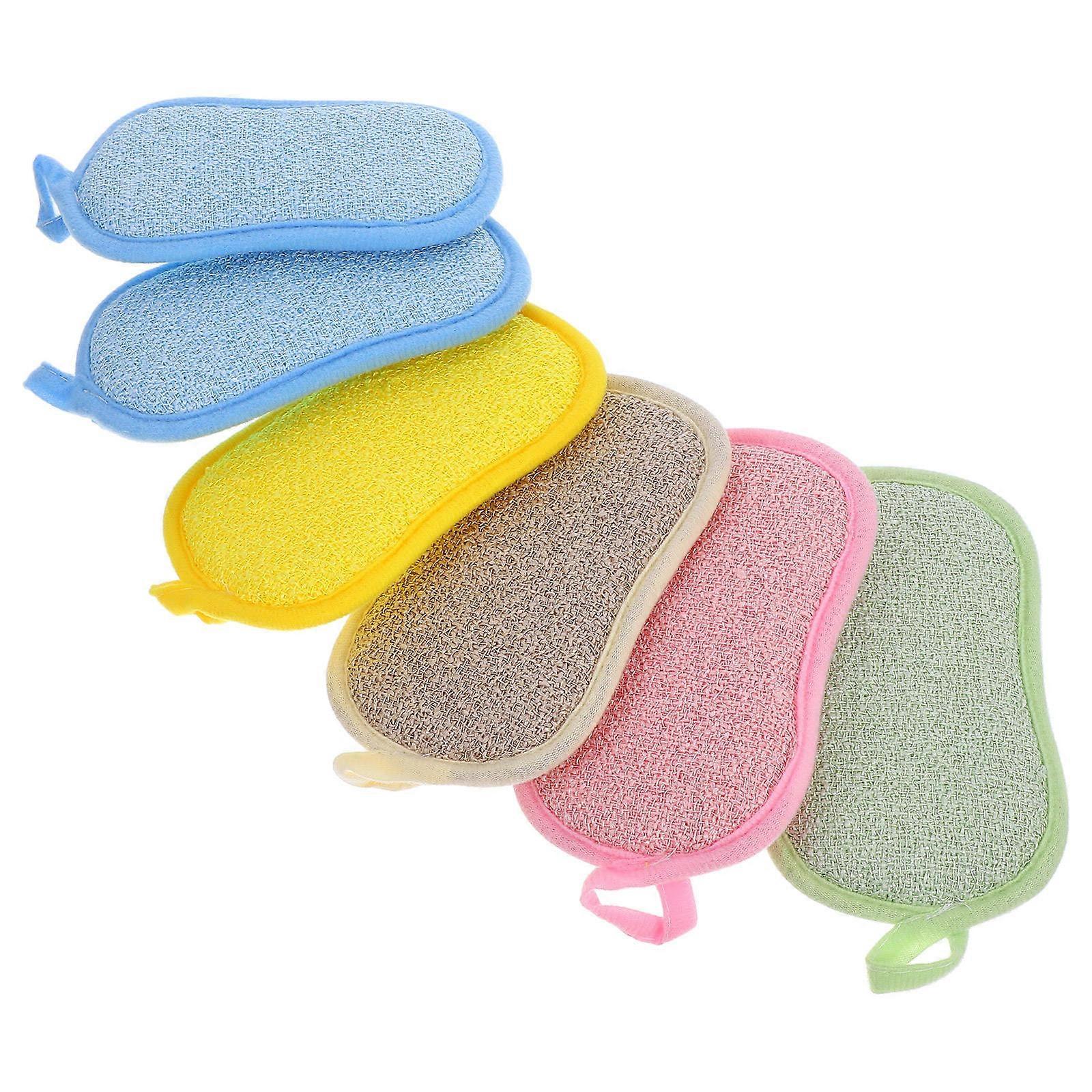 Reusable Washable Kitchen Sponges for Cleaning Dishes Made of Fibers and PP Assorted Color 6 Pcs