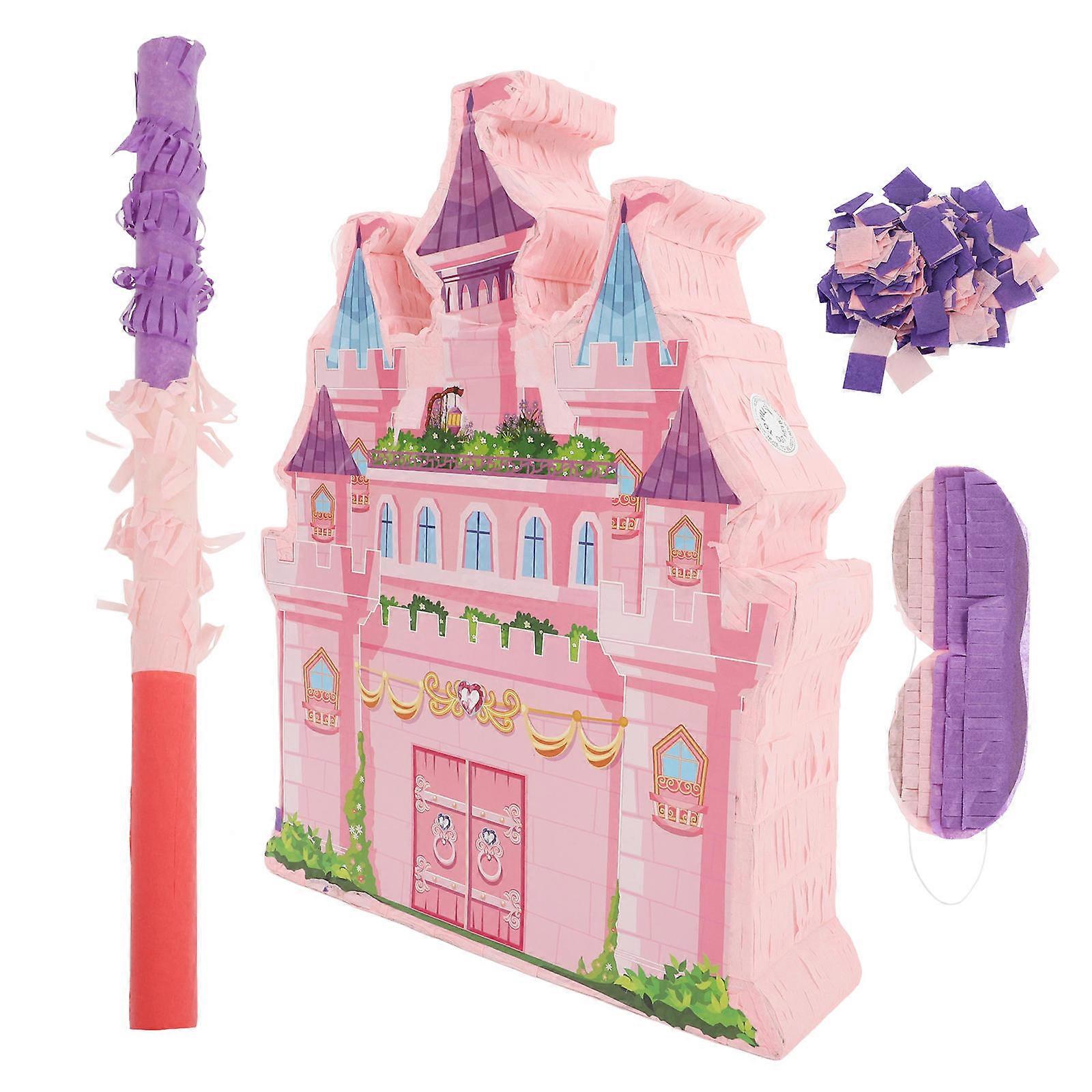 Castle Shape Hanging Pinata For Girls Birthday Party Game Accessory Multi Color Decoration 1 Set