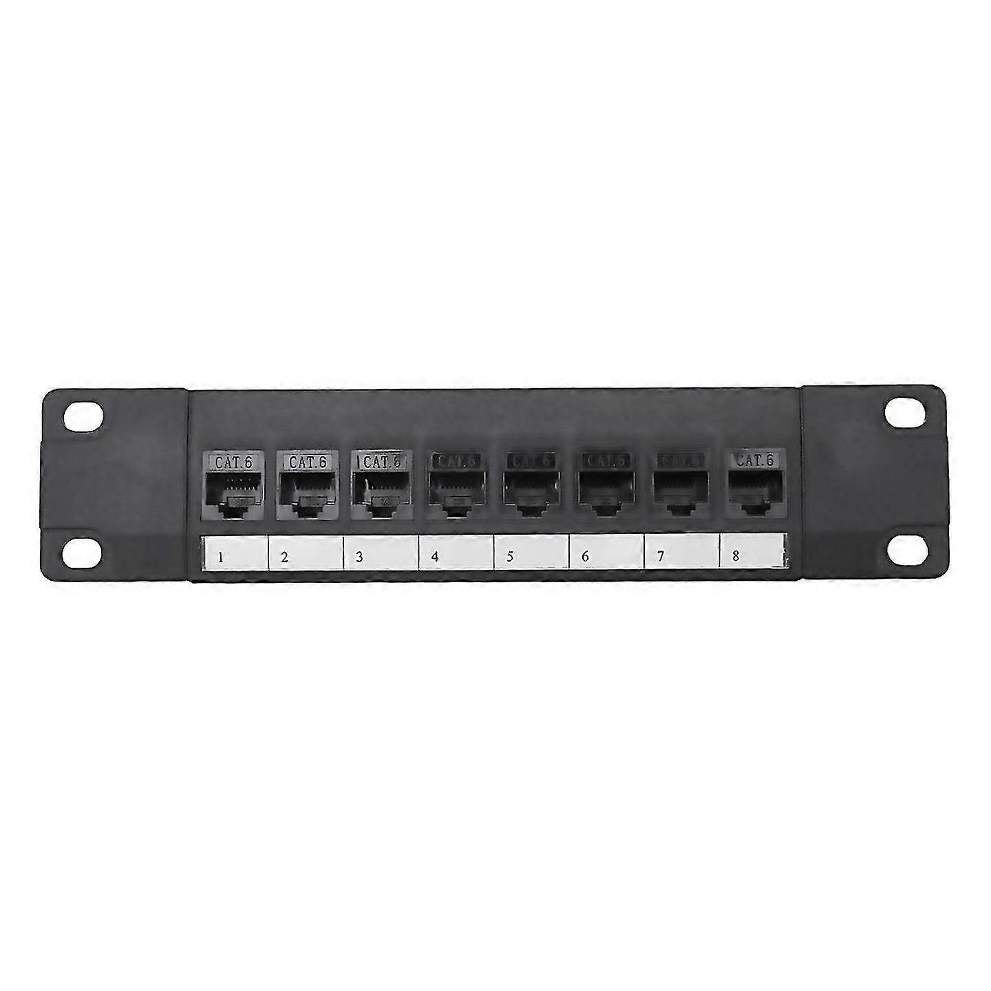 8 Port Straightthrough Cat6 Patch Panel Rj45 Network Cable Adapter Jack Ethernet Distribution Frame
