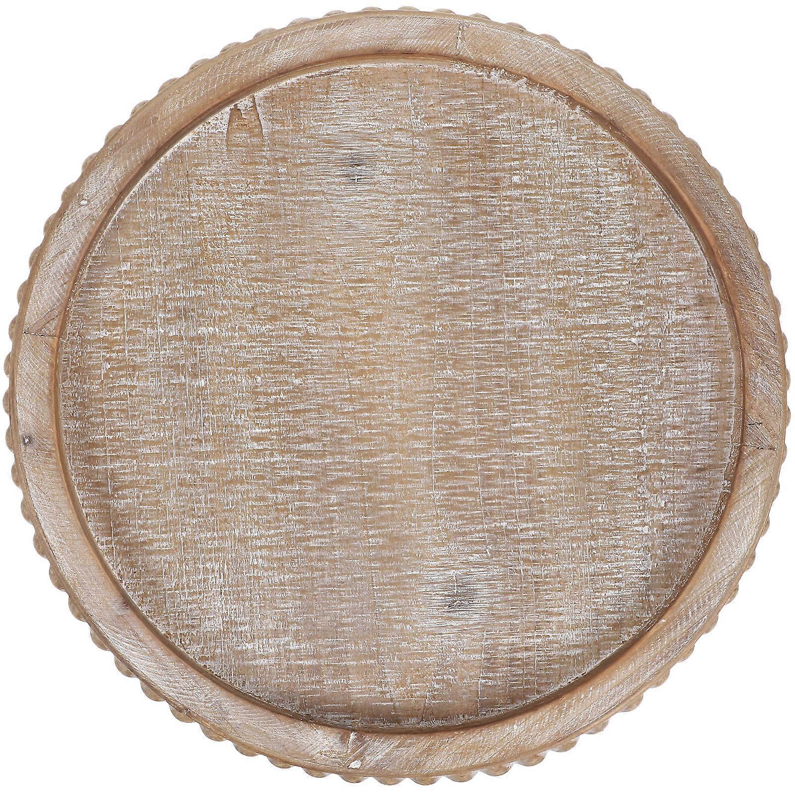 Rustic Wooden Plate Set Round Display Plate with Round Base for Home Decor 1 Set