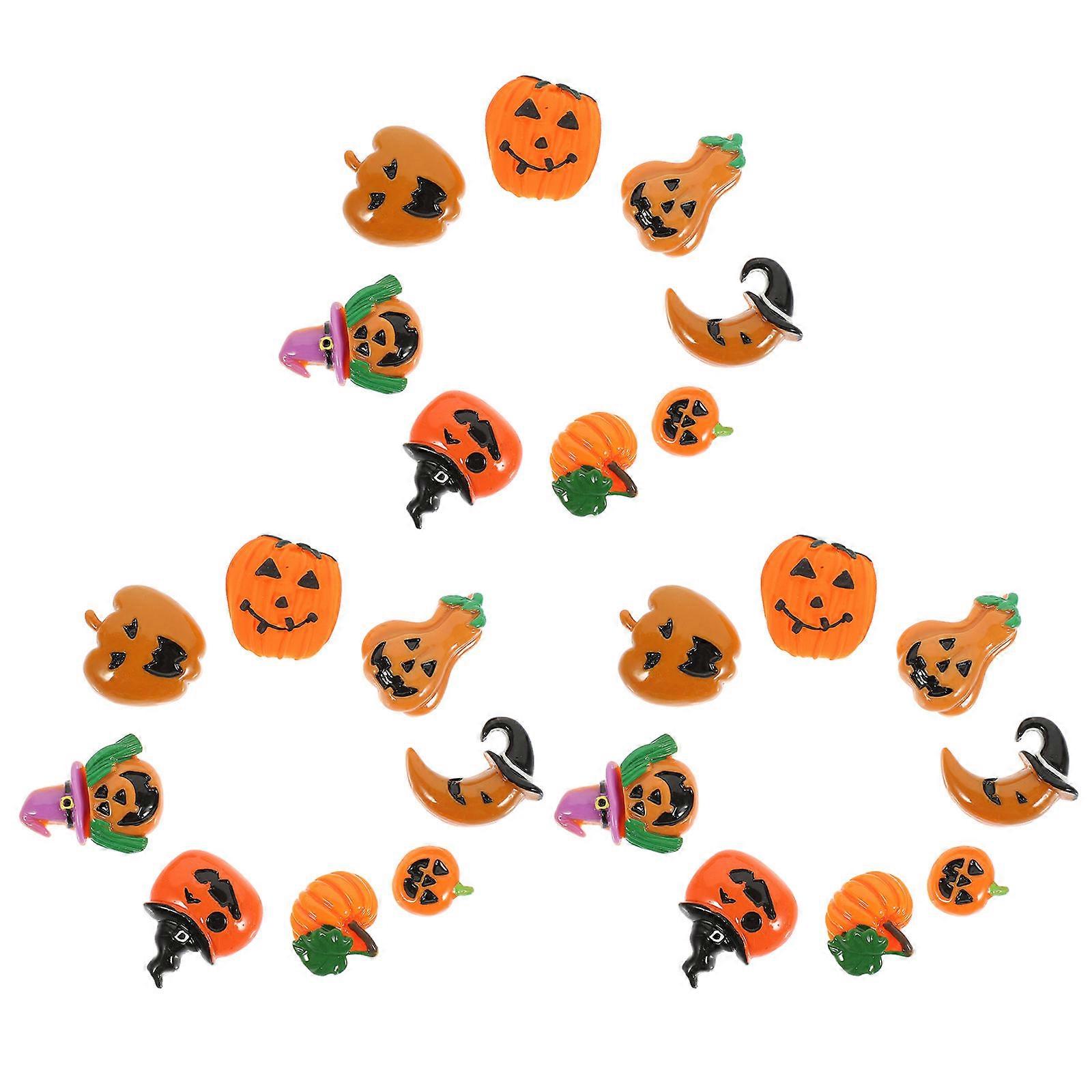 24pcs Halloween Resin Pumpkin Charms Flatback DIY Craft Embellishments for Phone Shell Hairband Bracelet Scrapbooking Durable Ornaments