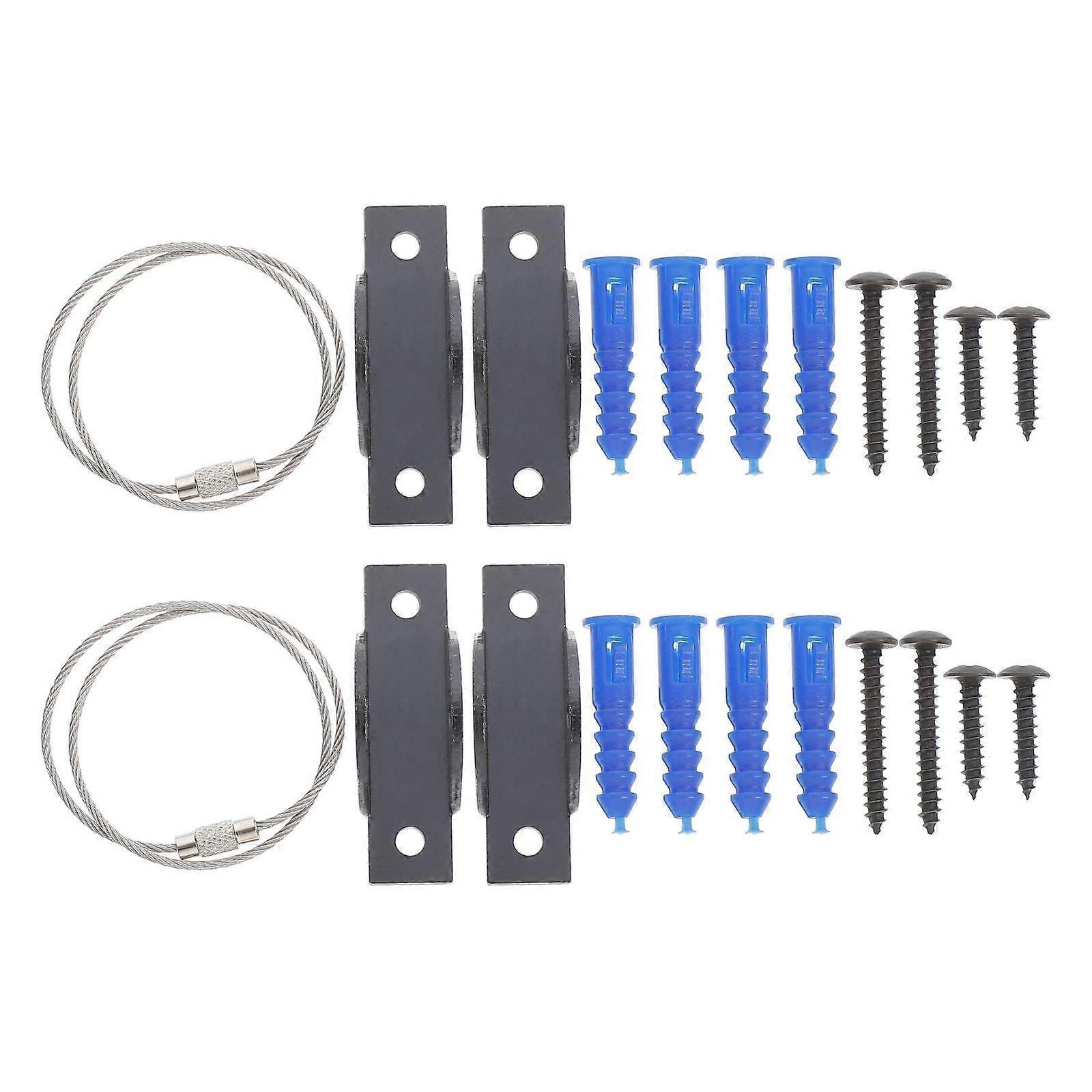 Furniture Safe Anchors Set Anti-Tip Straps For Nightstands Bookcases Childproofing 2 Sets Black