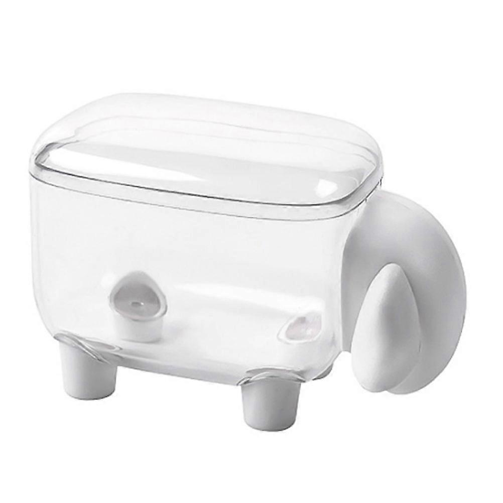 Lamb Shaped Cotton Swab Storage Box with Lid – White Makeup Cotton Organizer for Home Decor and Convenient Storage