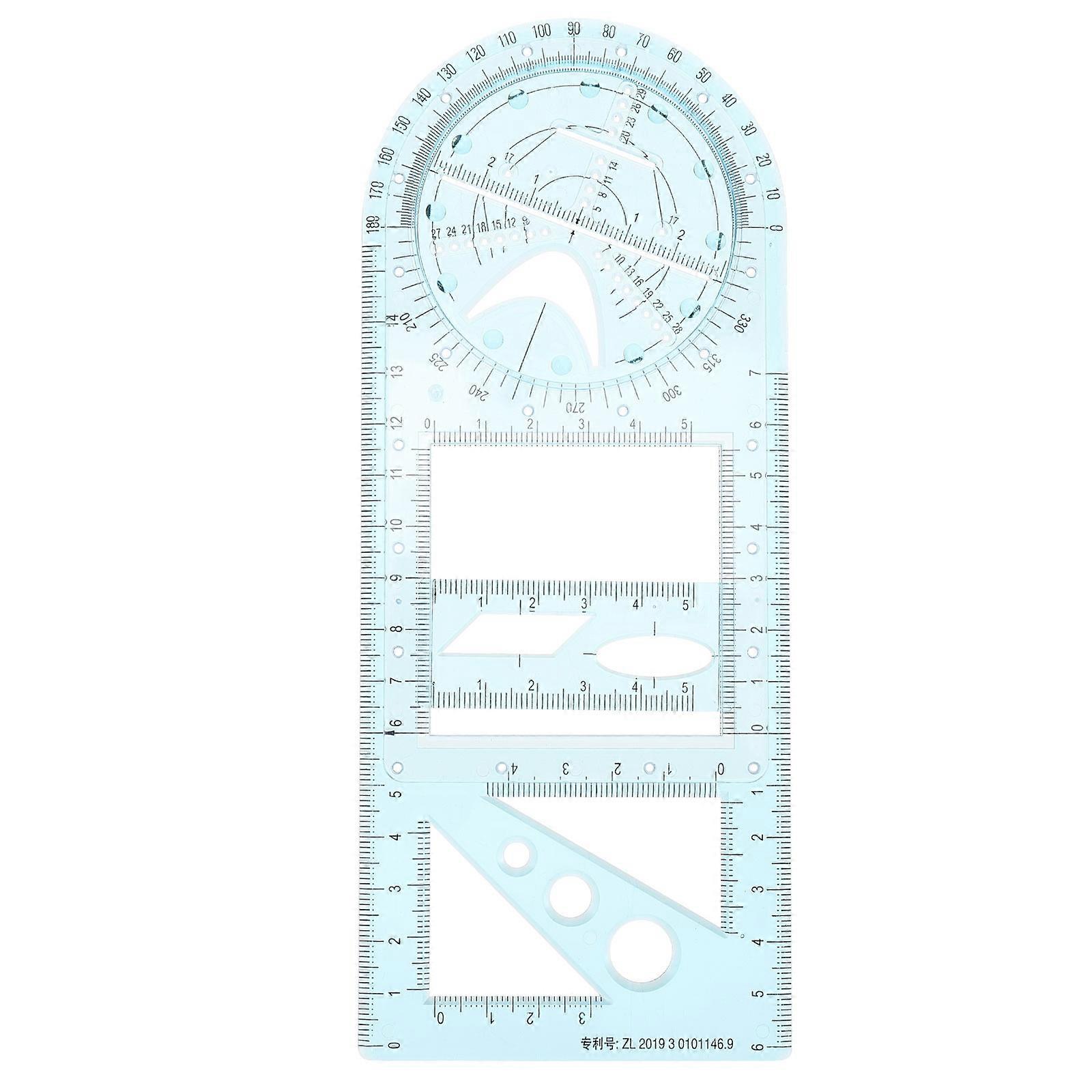Geometric Drawing Ruler For Students Junior High School Use Sky-Blue 1Pack For Measuring Craft Applications