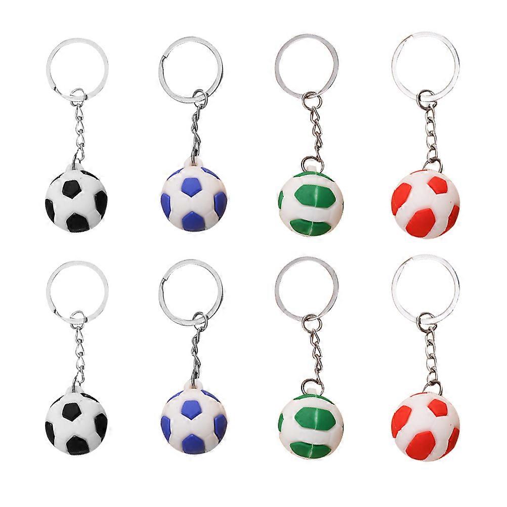 8 Pcs Creative Football Key Chain Simulation Ring Pendant