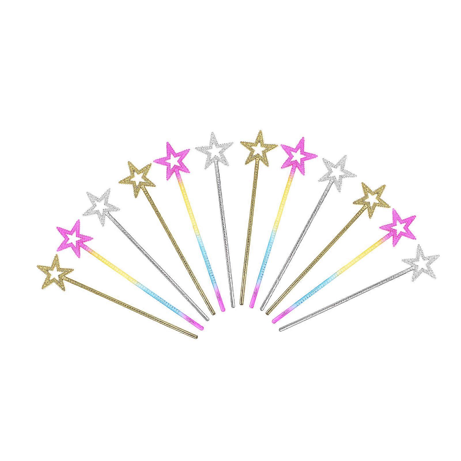 Kid Performing Wand Five-Pointed Star Toy Suitable For Halloween Party Assorted Color Performance Prop 12-Pcs