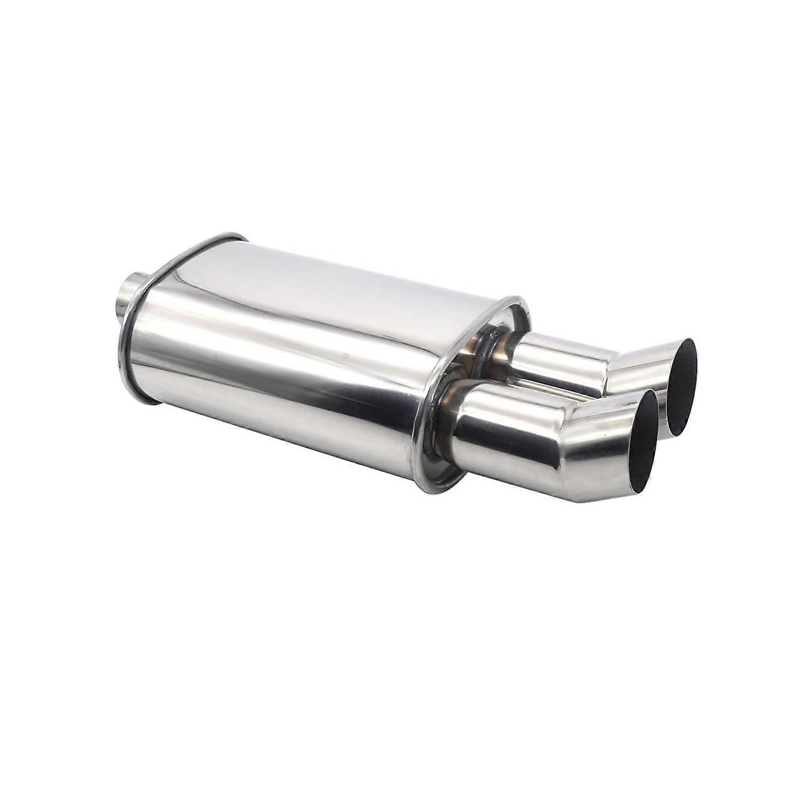 Auspuffrohr Schalldämpfer Edelstahl 63mm Doppelter Einlass Endrohrsystem Rennsport Turbo-Sound Boost Compatible with Various Models