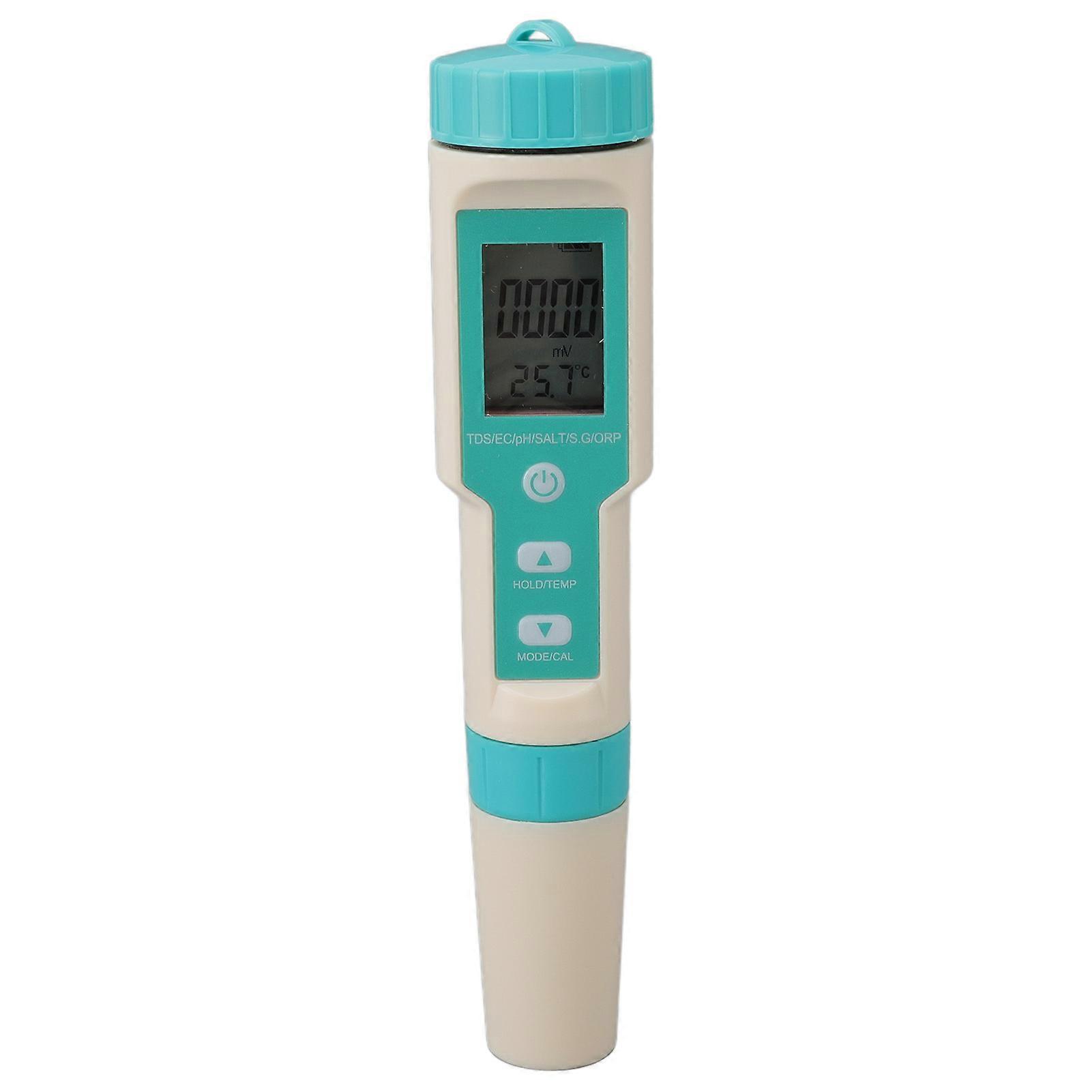 Wasserqualitätsmessgerät ORP PH TDS TEMP EC Salinity SG 7 in 1 Genauer digitaler Wasserteststift mit Pulver 