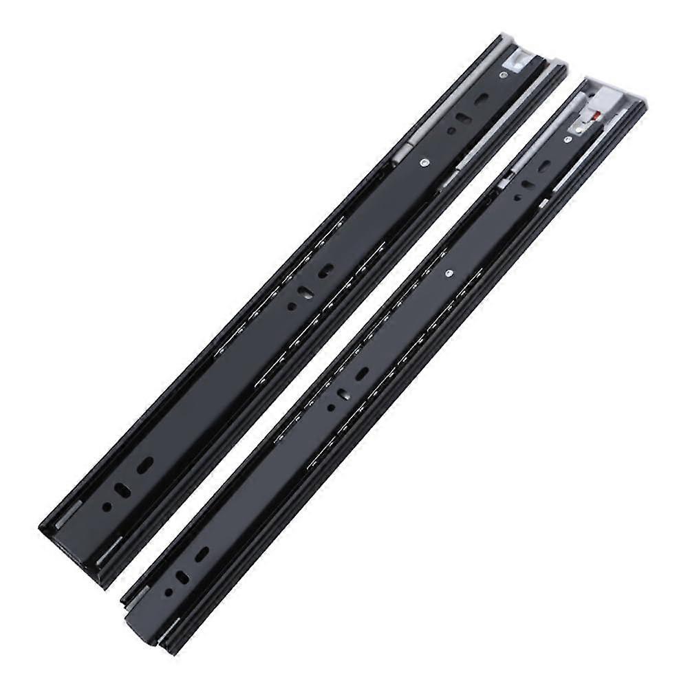 Drawer Guide Full Extension Ball Bearing Runners 300mm 3-Fold Side Assembly 45kg Load Capacity Cushioned Black