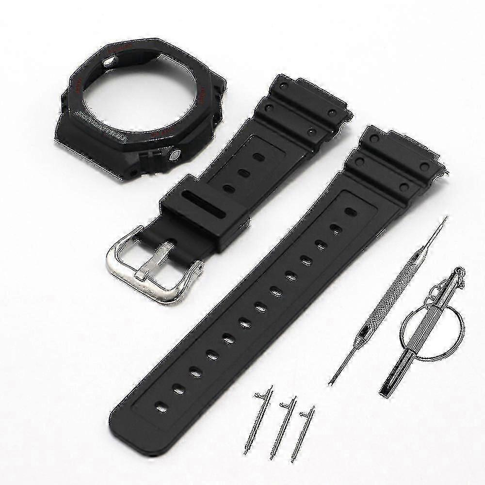 Silicone Watch Strap & Case Bezel for Casioak GA2100/GA2110, Replacement Rubber Watchband Accessories