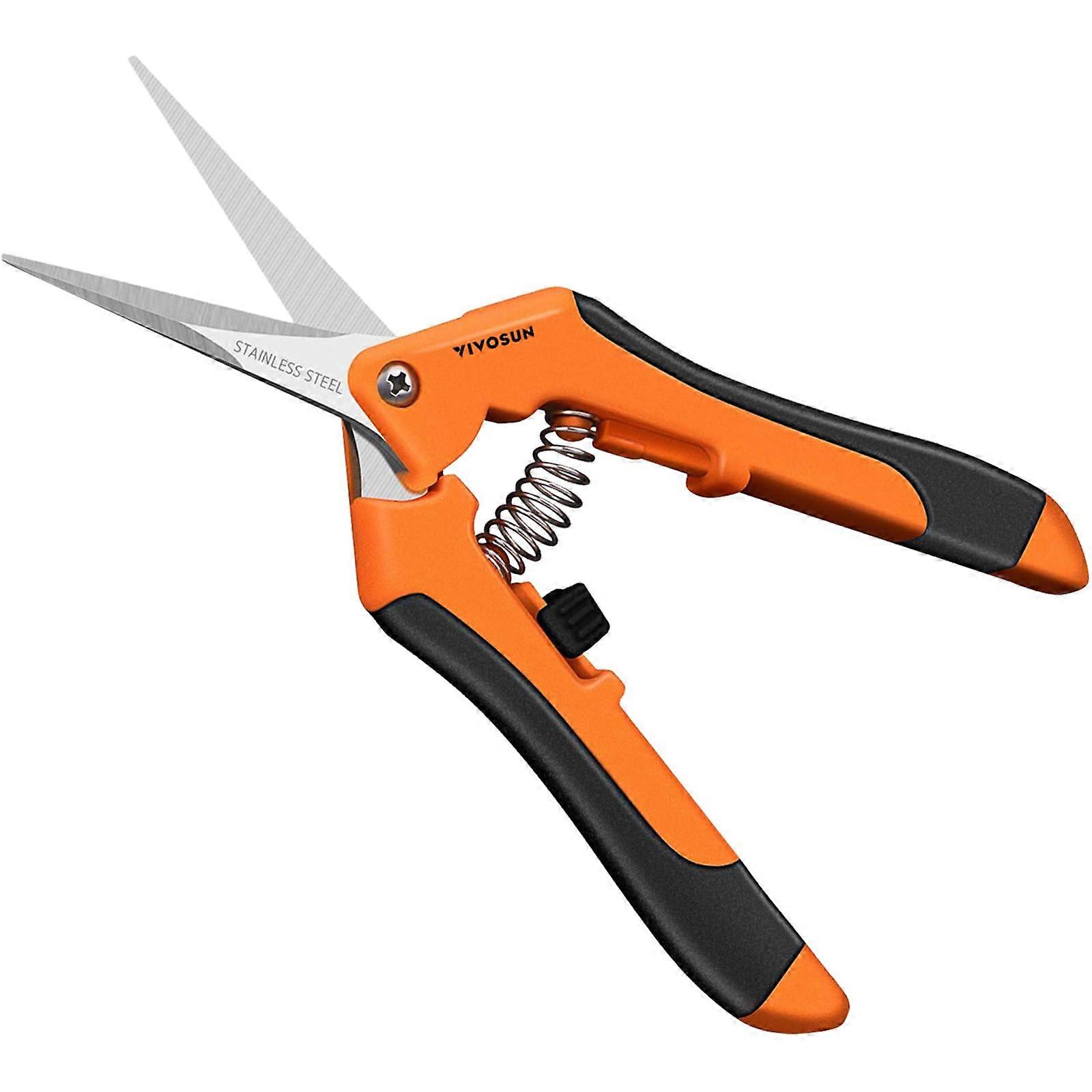 Gardening Scissors 17cm Hand Pruner Pruning Shear with Straight Blades and Titanium NonStick Coating Rose Scissors Orange Orange Orange 1 Orange