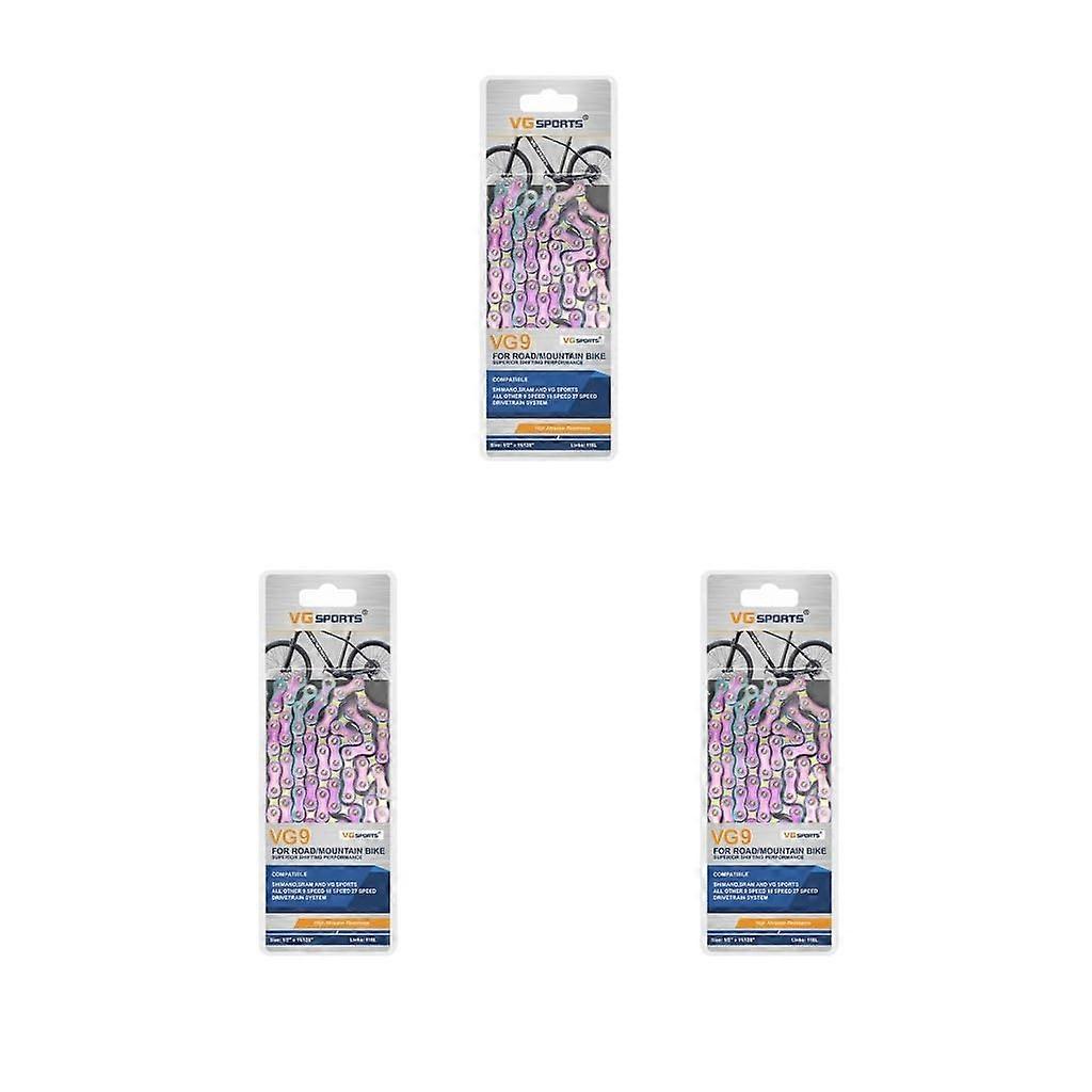 3 set Bike Chain Compact Structure Flexible Quick Link for Folding Bike Cycling 9Speed Rainbow