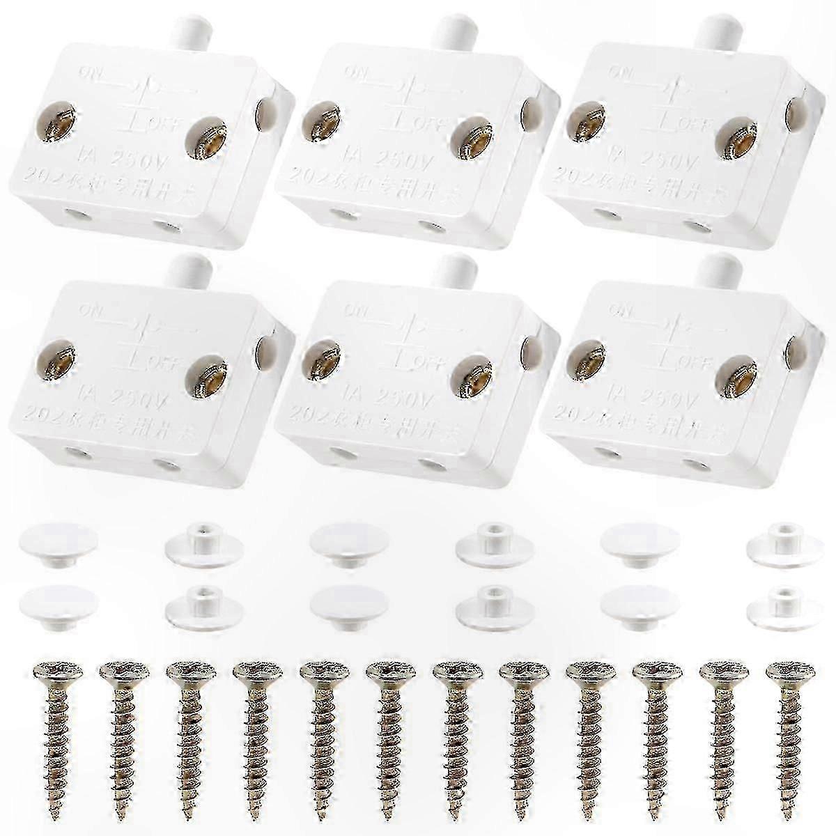 6Pcs Door LED Switch for Closet Light, Electrical Lamp Switches, White