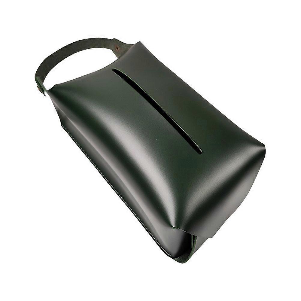 Decorative Tissue Box Flat Hanging Container for Car Use Green Breathable 1Pcs