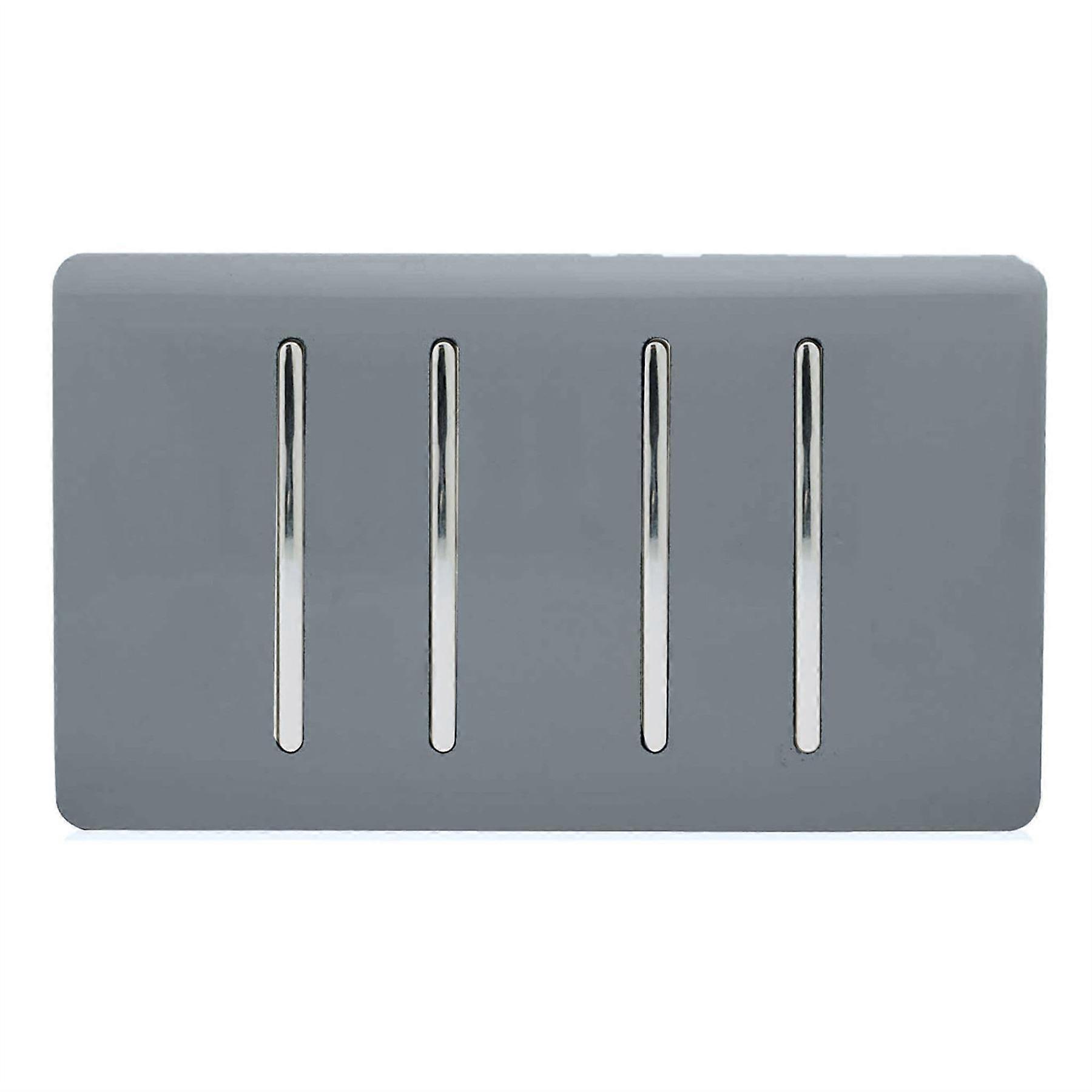 Trendi 4 Gang 3 Way Intermediate Artistic Modern Glossy 10 Amp Rocker Light Switch Warm Grey