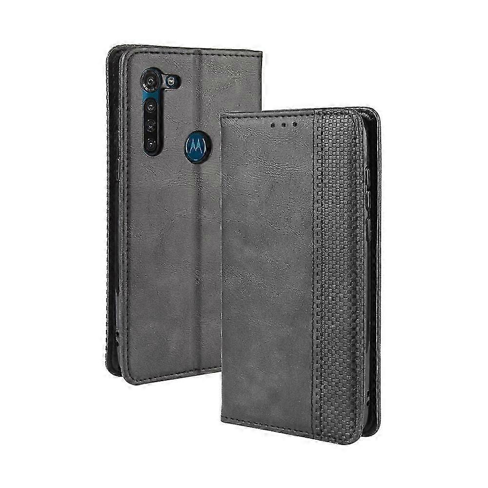 Motorola Moto G8 Power Magnetic Flip Leather Case with Card Holder & Photo Frame - Retro Crazy Horse Texture