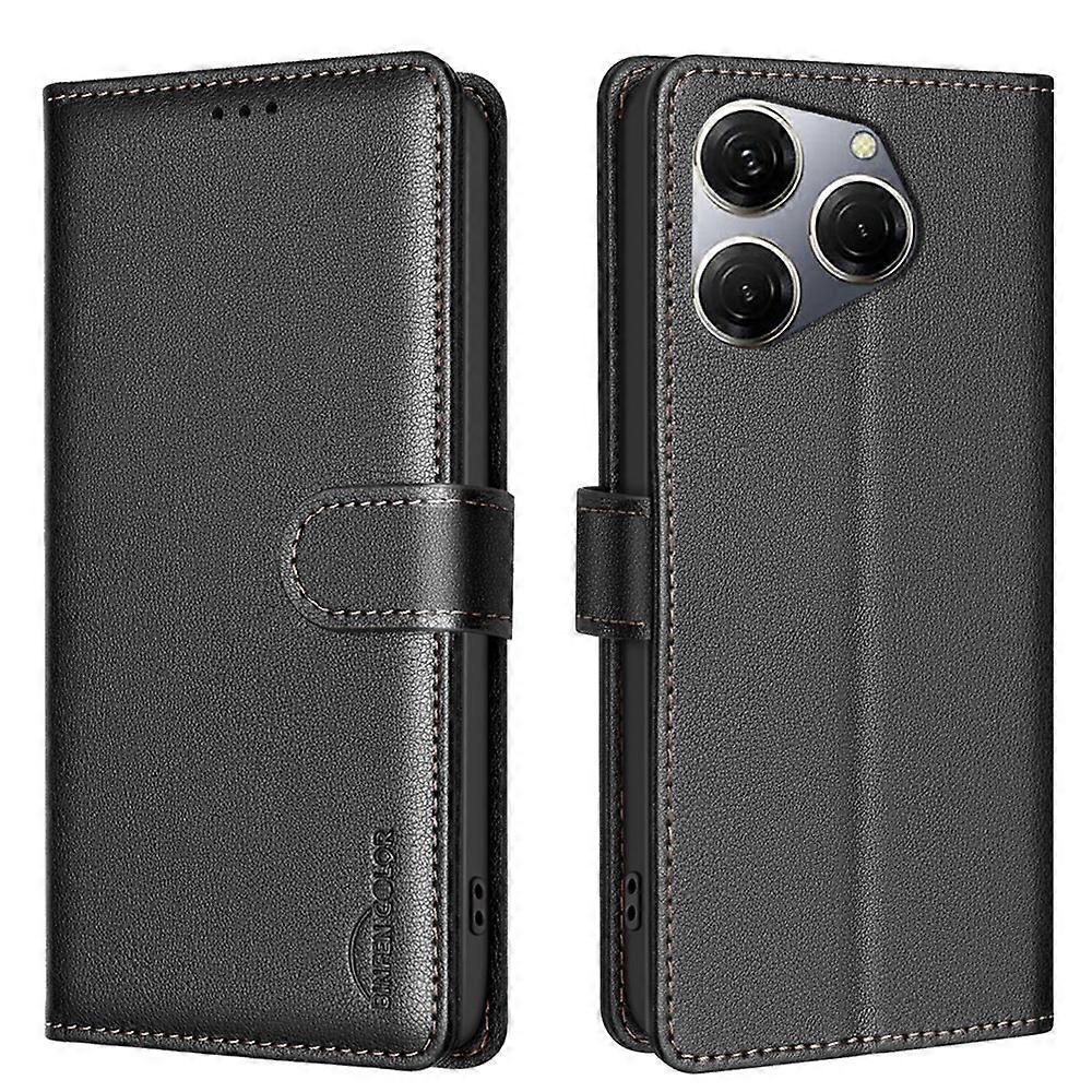 BINFEN COLOR BF32 Compatible For TECNO Spark 20 Pro Leather Case RFID Lychee Texture