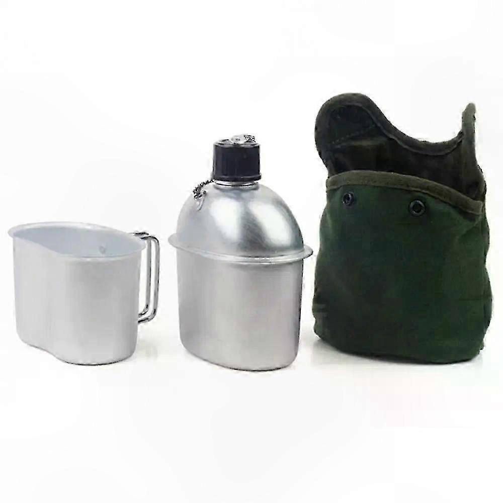 Portable Camping Kettle Set, 1L Outdoor Water Bottle with Cover, Survival Gear for Hiking and Field Use