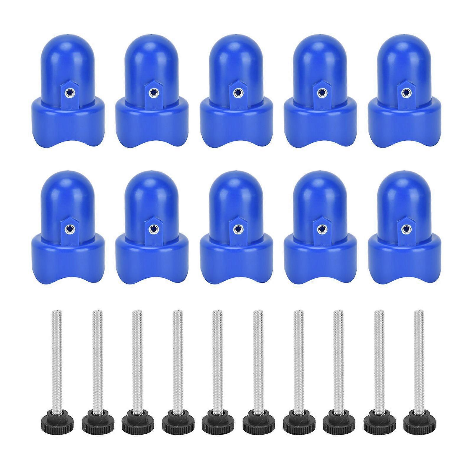 10Pcs Trampoline Enclosure Pole Cap with Screw Thumb Safety Rail Cap Accessory Blue