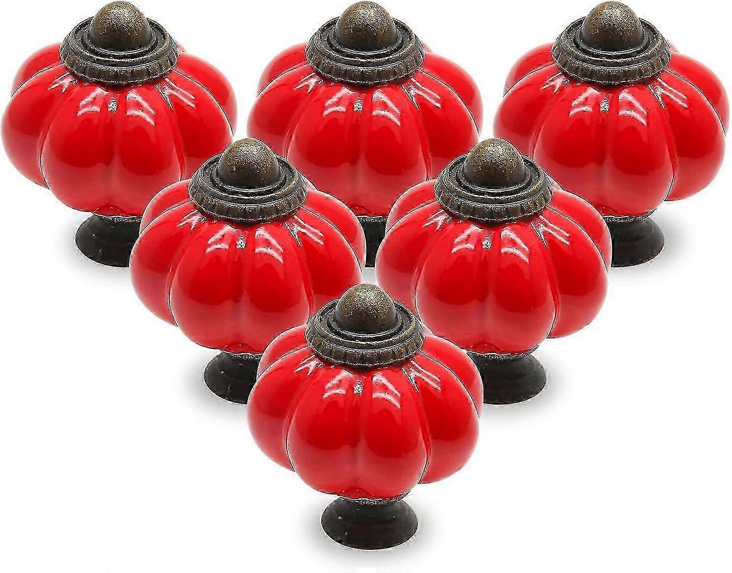 12 Pack Ceramic Door Knobs Red Drawer Knobs, Pumpkin Ceramic Knobs ...