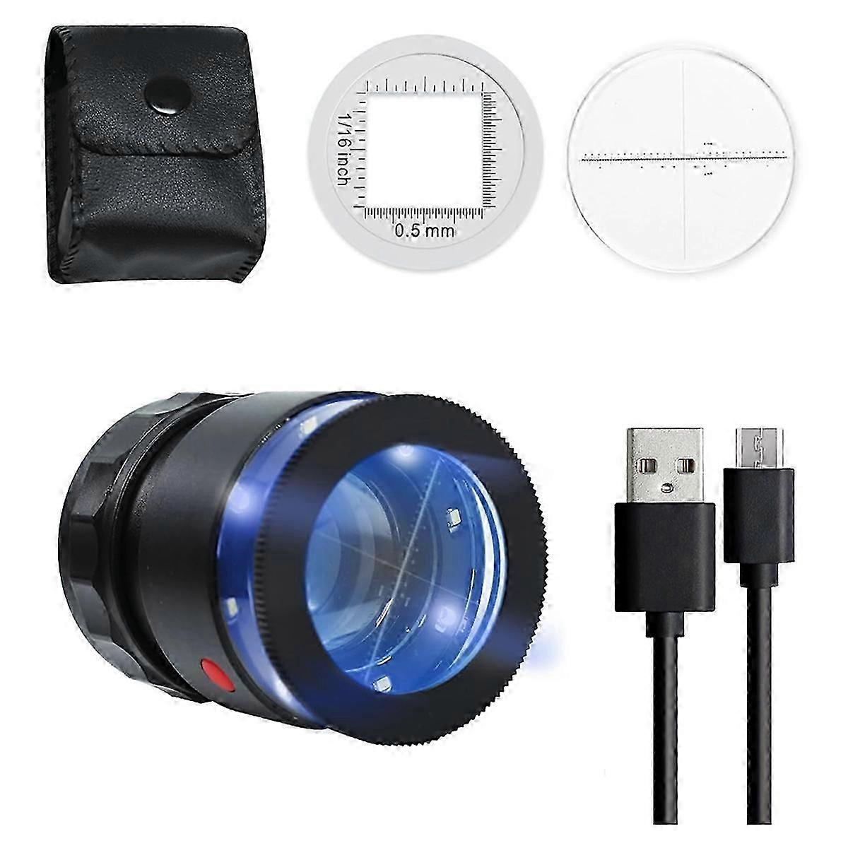 Loupe Magnifier 10x,Rechargeable Jewelers Magnifying Glass with LED Light and Scale, Adjustable Foca